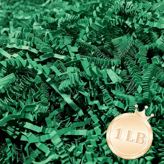 1 LB Dark Green Crinkle Cut Paper Shred Filler Great for Gift Wrapping, Dark Green Basket Fillers