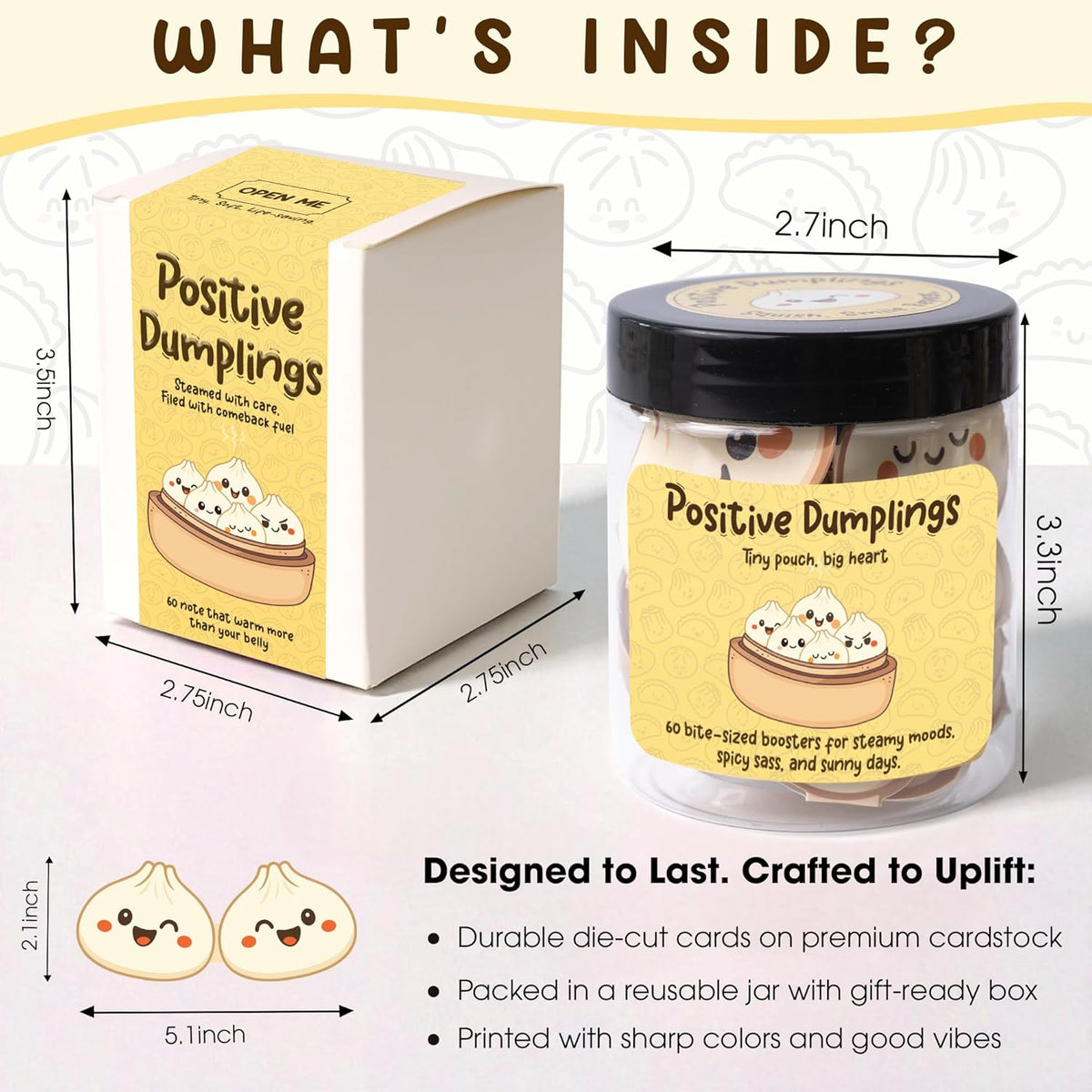 Positive Dumpling Jar – 60 Funny Emotional Uplifting Support Dumplings Affirmation, Back to School
