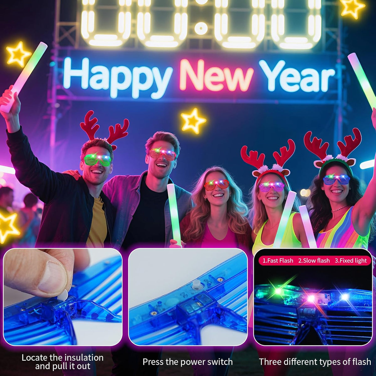 108 PCs LED Glasses,Light Up Glasses,Glow Glasses Glow In The Dark Party Supplies Suitable For