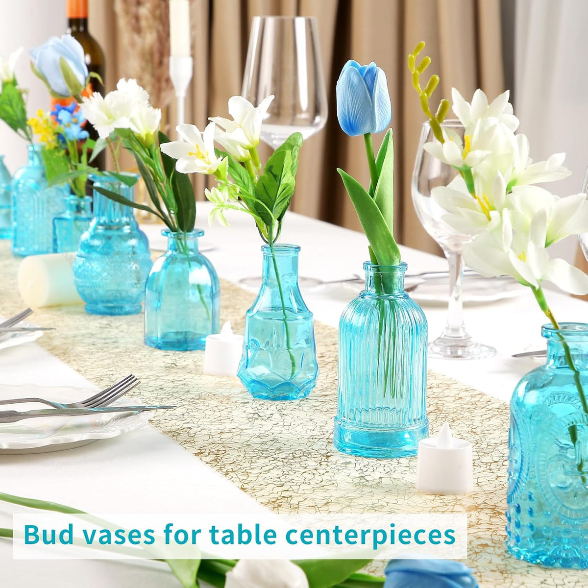 Glass Bud Vase Set, Mini Vases for Flowers, Bulk Vintage Mini Vases for Centerpieces Wedding Decor