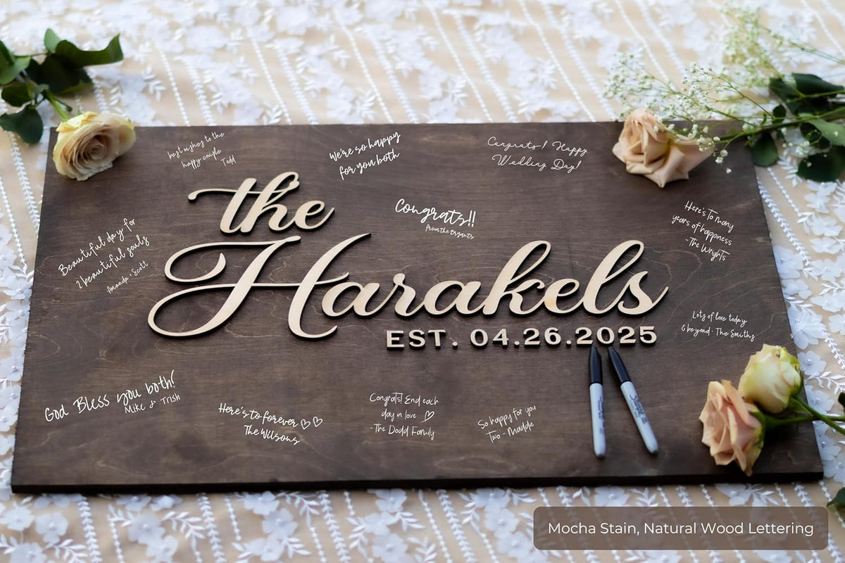 Personalized Last Name Guest Book, Unique Guest Book Sign, Custom Alternative Guest Book, Wooden
