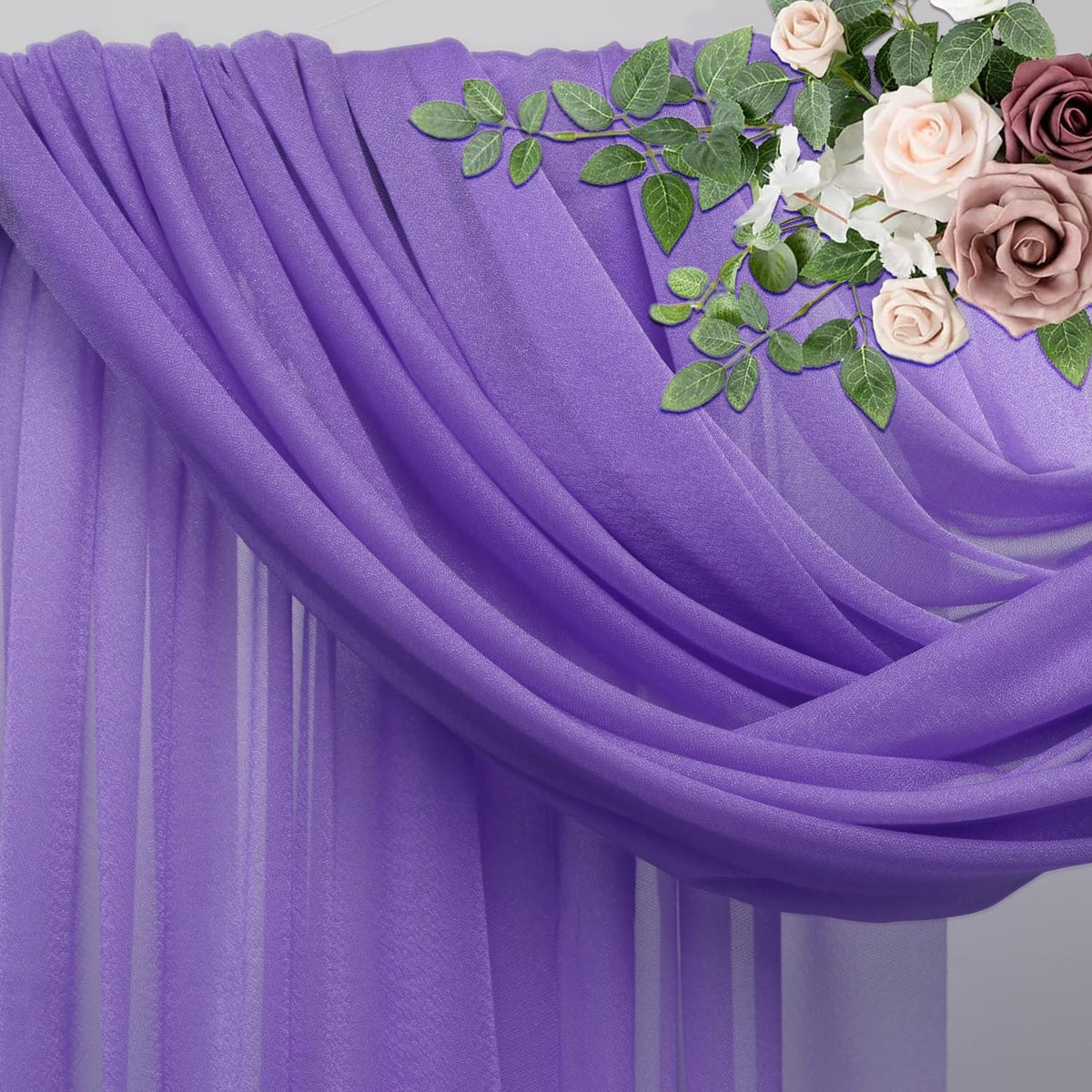 Wedding Arch Draping Fabric 1 Panel 28.7" x 20FT Lavender Purple Sheer Chiffon Backdrop Drapes for