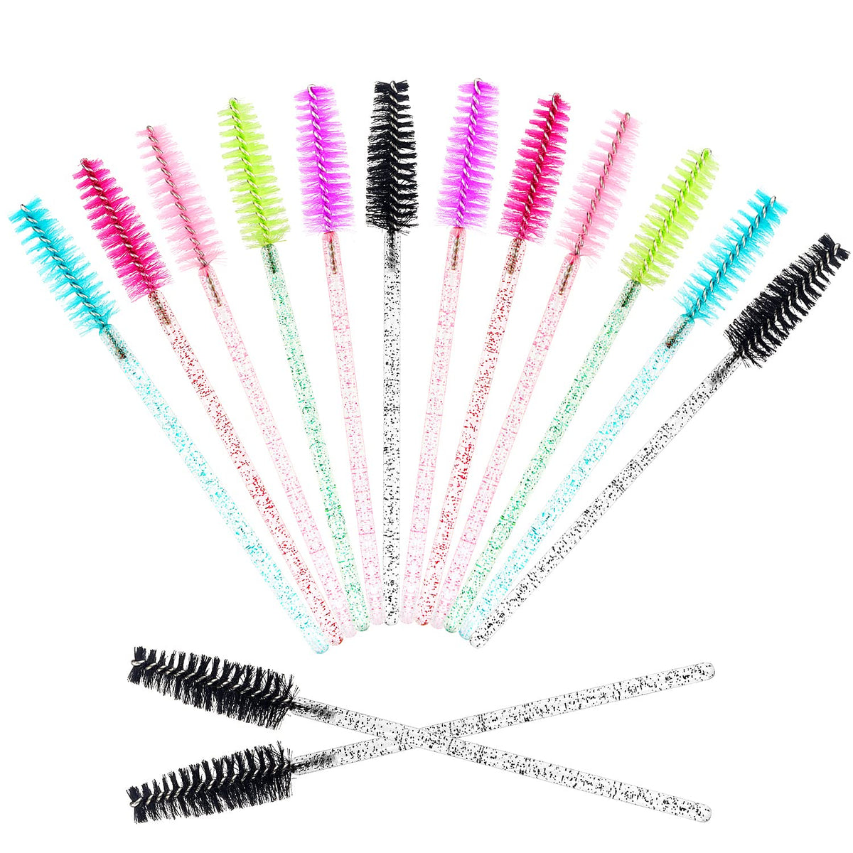 300PCS Disposable Mascara Wands Spoolie Brush Crystal Eyebrow Brushes Eyelash Extension Applicator