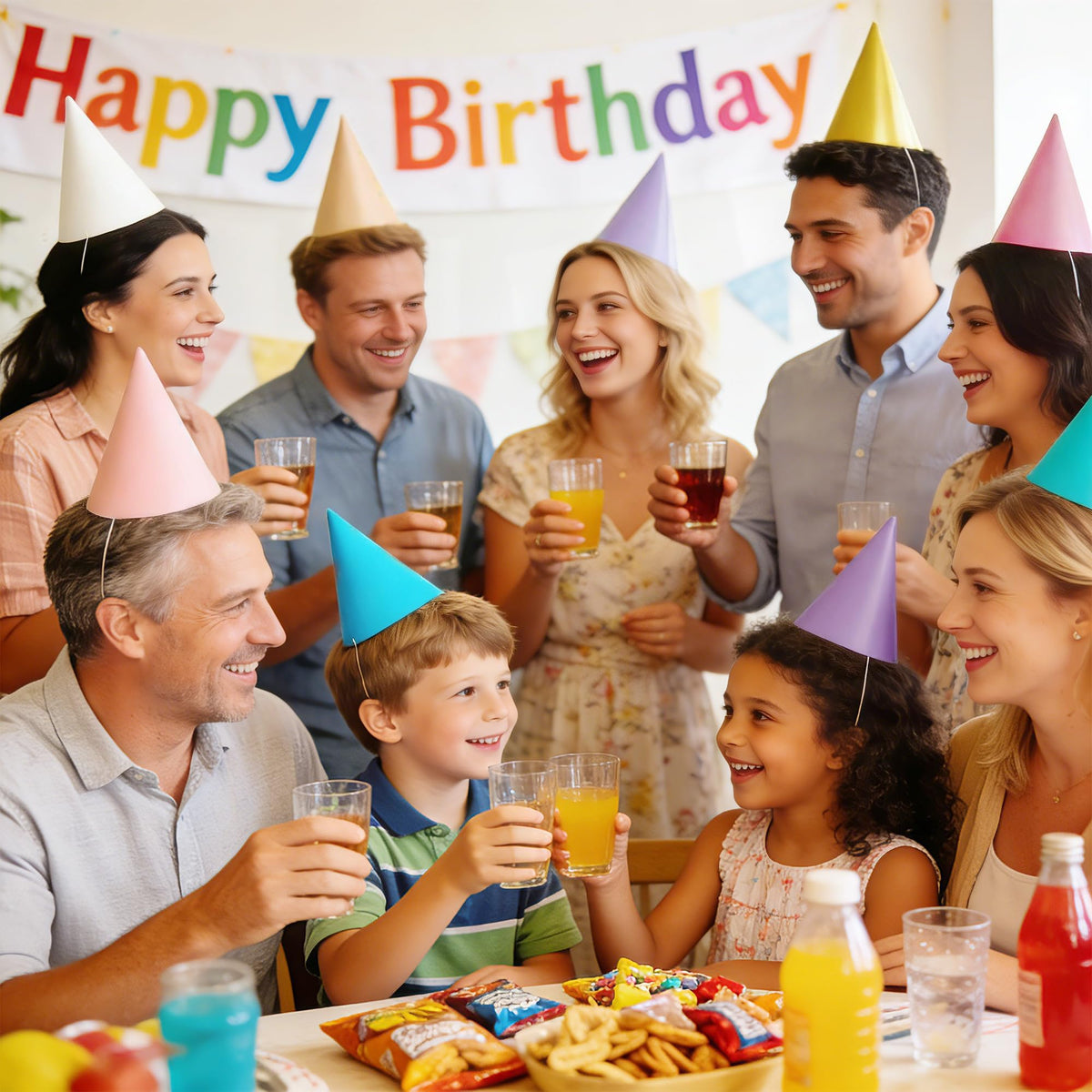 CANREVEL 24 PCS Pre-Assembled Party Hats for Adults and Kids, Pastel