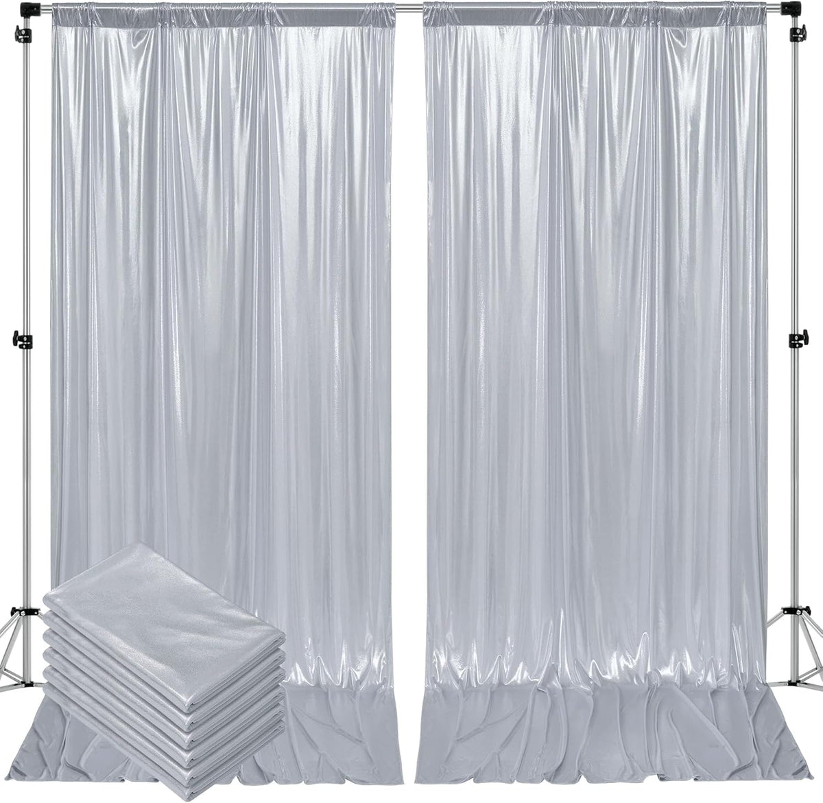Outpain Thick 30 ft x 10 ft Silver Sequin Backdrop Curtain for Parties, Wrinkle Free Glitter Photo
