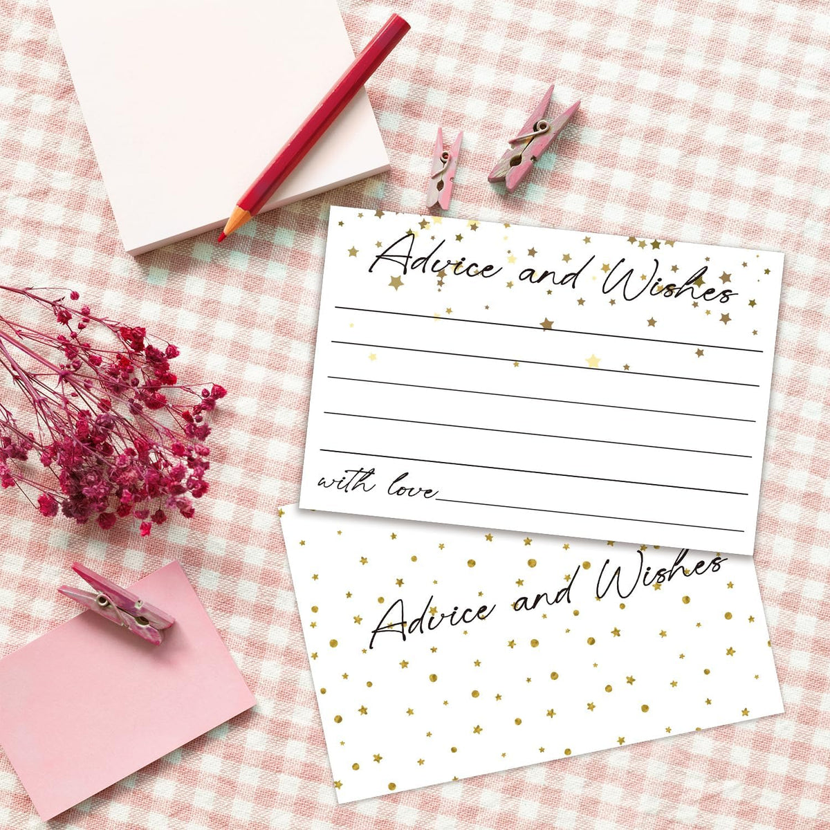 Advice and Wishes Cards, Double-sided Blank Cards with Star Suitable for Wedding Reception, Bridal