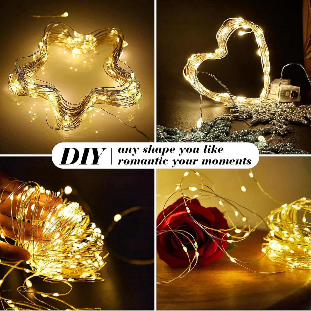 ZGWJ 24 Pack Fairy Lights Battery Operated, 7ft 20 Mini LED Fairy String Lights Silver Wire 3 Modes