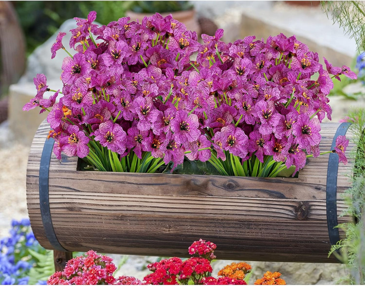 AmyHomie 20 Bundles Artificial Flowers for Outdoor Outside Spring Summer Decoration UV Resistant