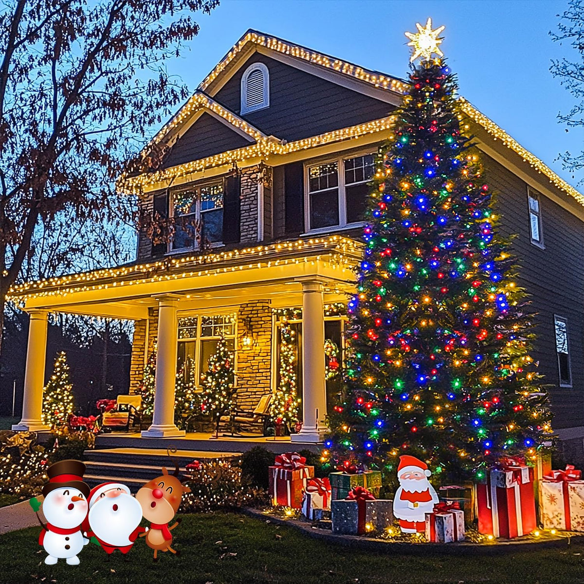 JMEXSUSS 600 LED Color Changing String Lights Plug in, 168FT Warm White & Multicolor Christmas