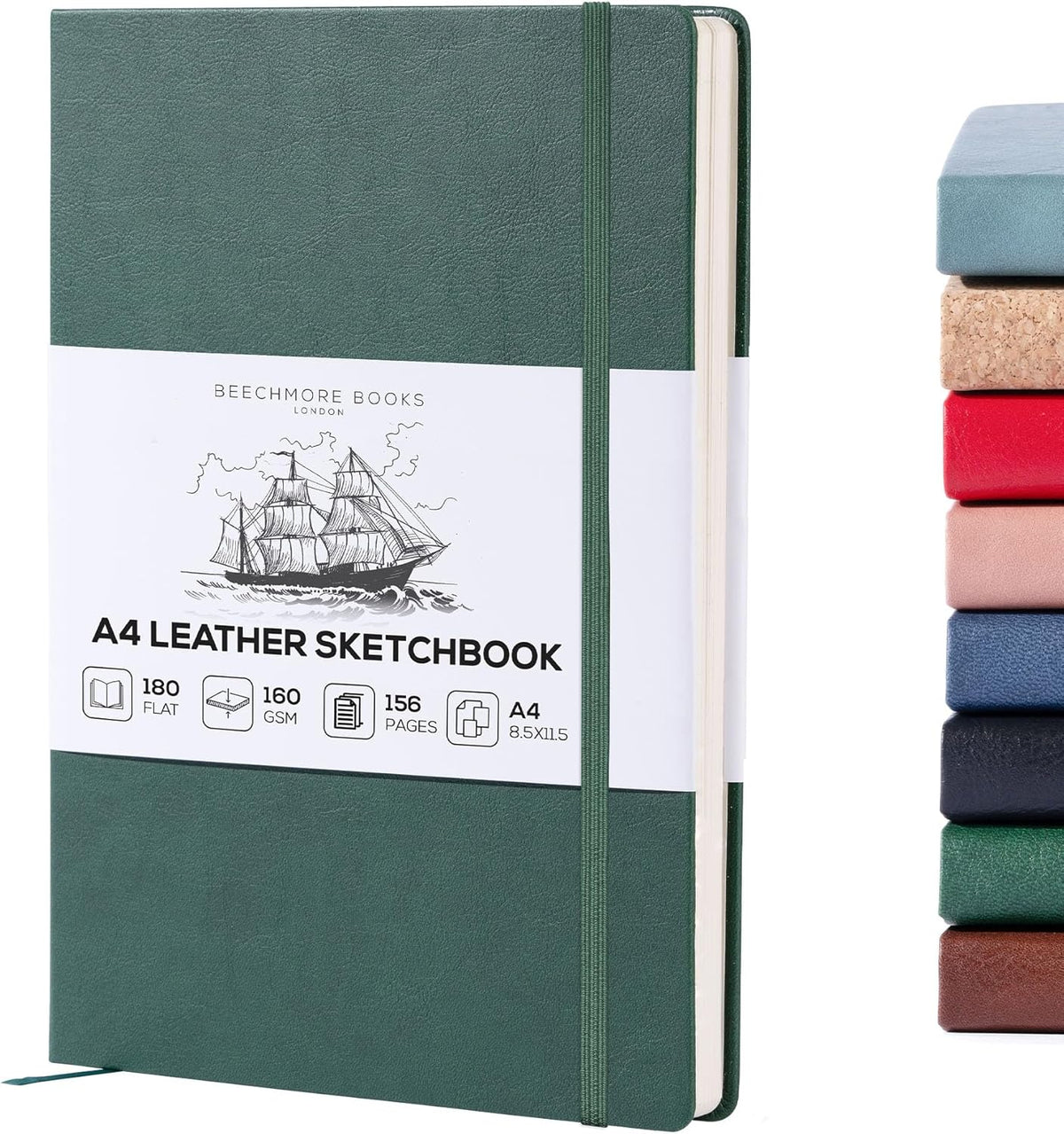 Beechmore Books A4 Sketchbook ??8.5x11 Premium Vegan Leather Bound Large Sketch Book Hardcover with
