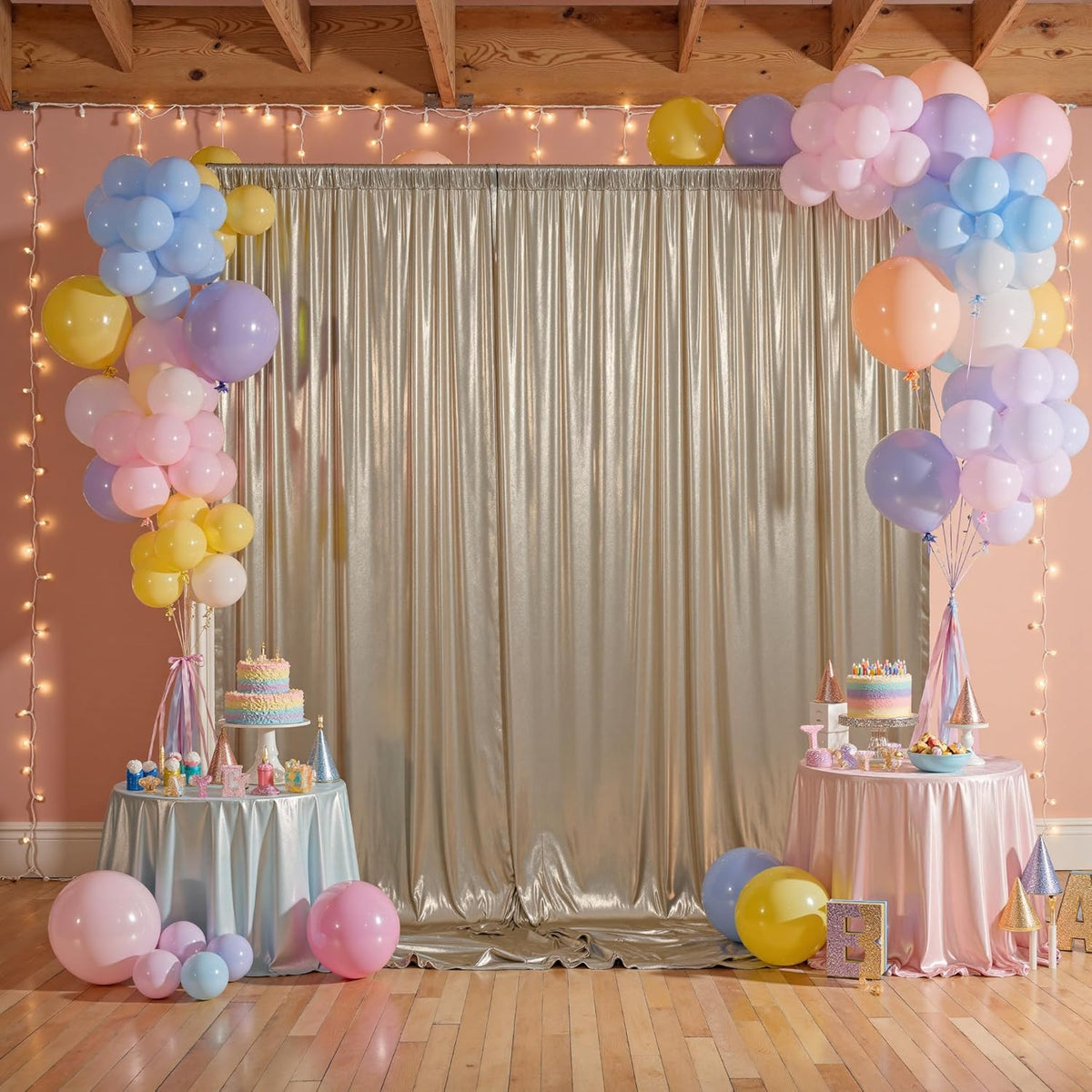 20x10ft Thick Champagne Glitter Backdrop Curtain Panels for Parties, Wrinkle Free Sequin Sparking