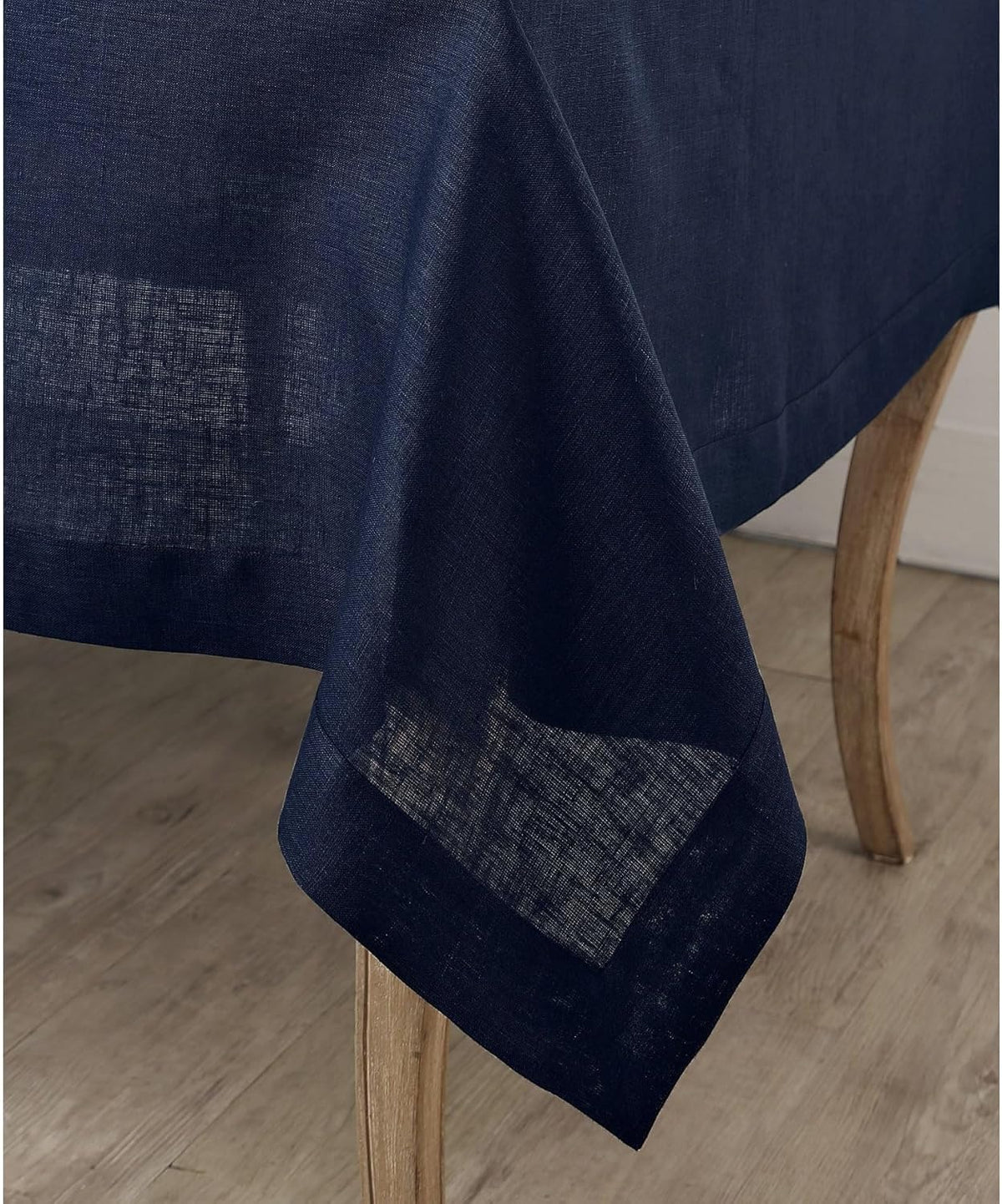 Solino Home Navy Blue Linen Tablecloth 60 x 144 Inch - 100% Pure Linen Table Cloth for Rectangle