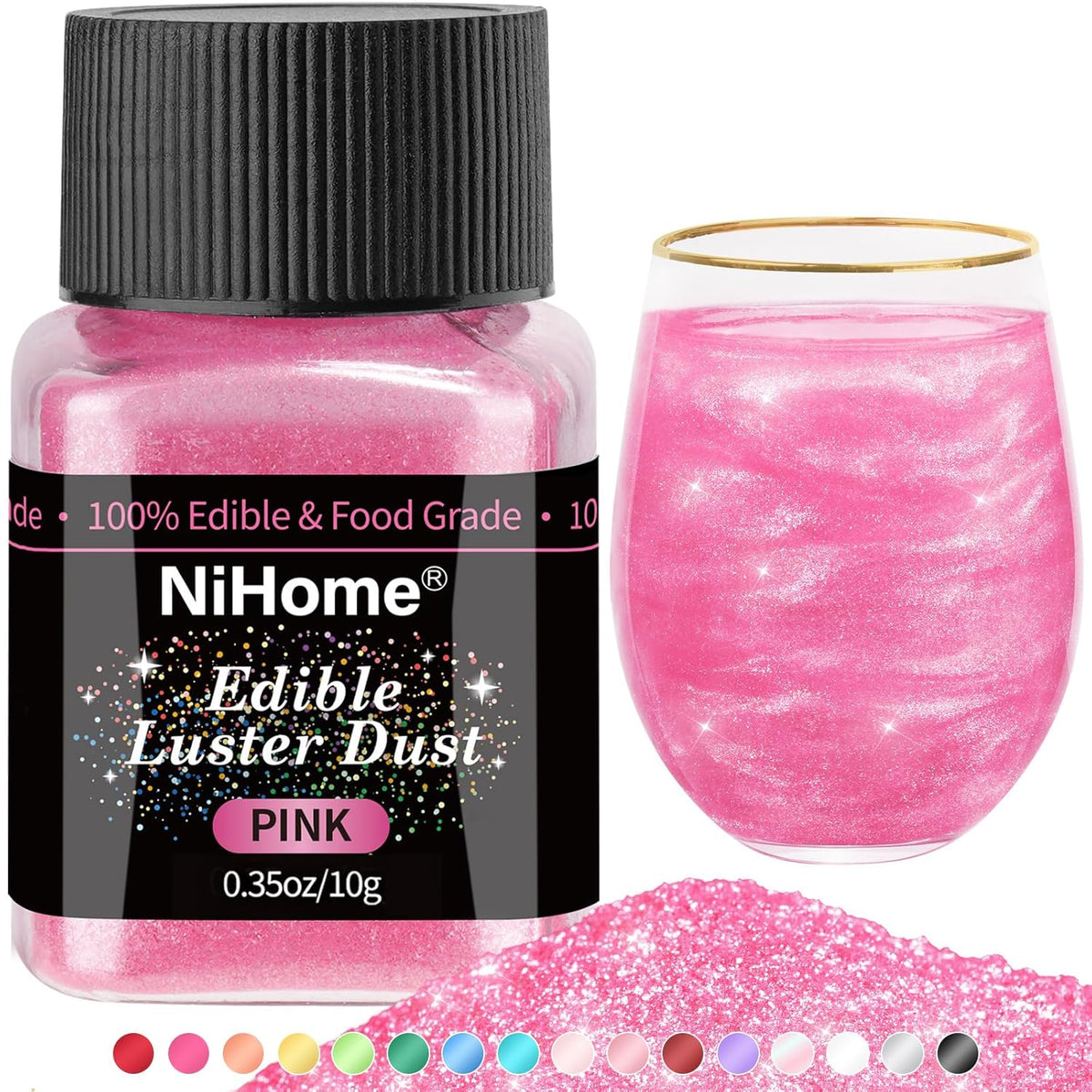 NiHome Edible Food-Grade Glitter Powder Glimmer Luster Dust Metallic Fancy Food Decorating Sprinkle