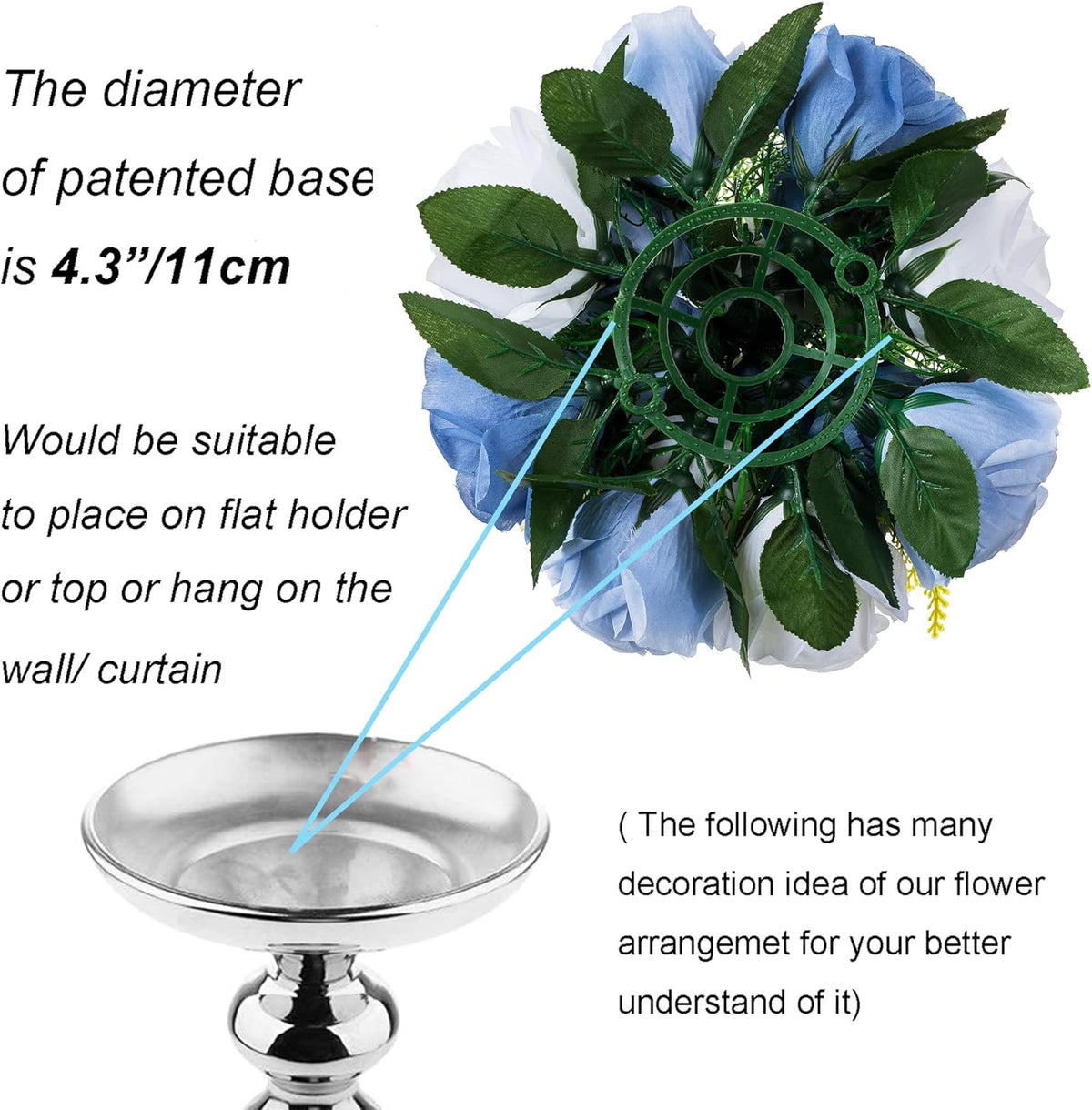 BLOSMON Flower Ball Centerpieces for Table 2 Pcs Fake Rose Centerpiece Flowers Dusty Blue