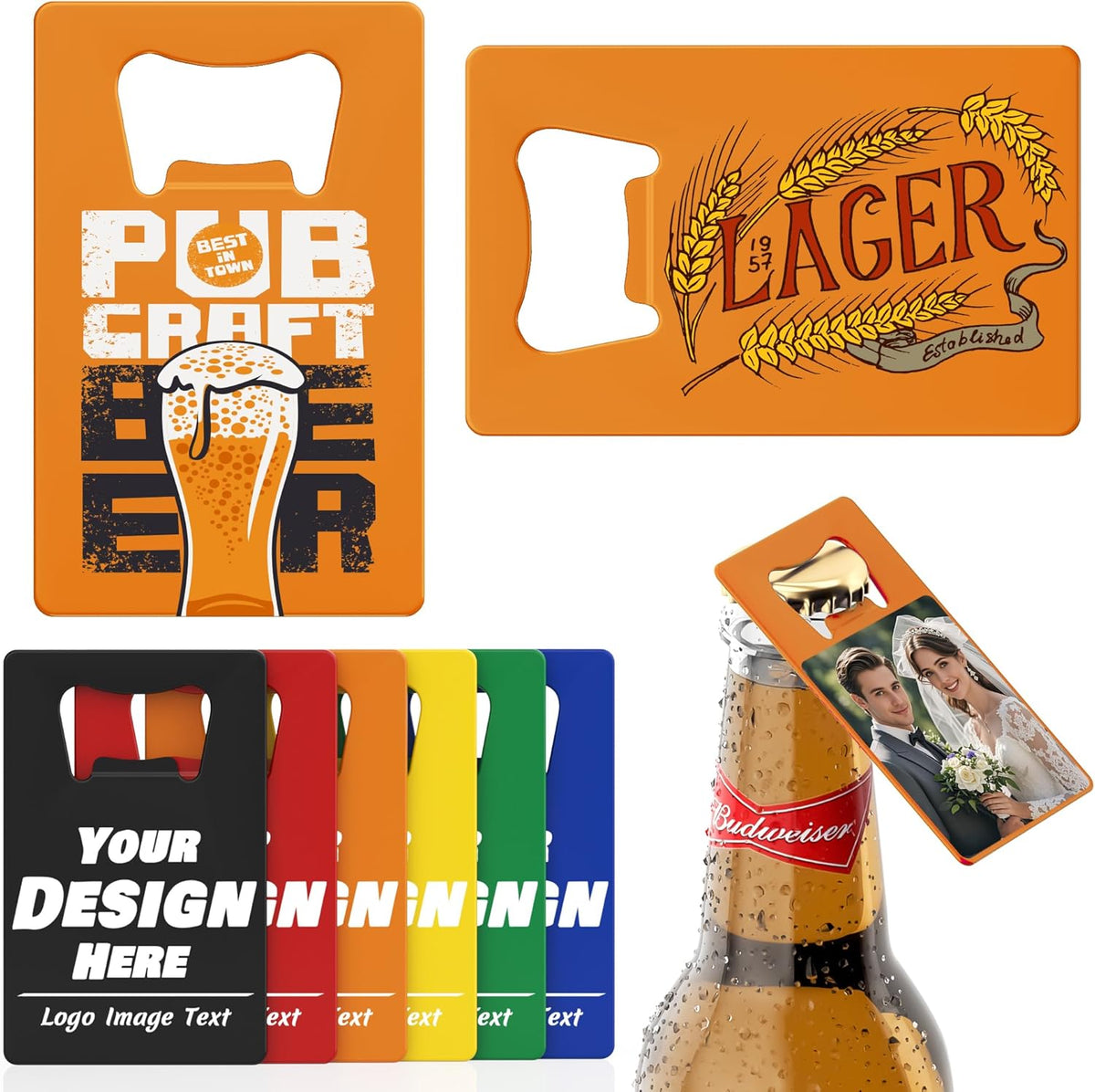 4-100 Pcs Custom Bottle Opener, Personalized Stainless Steel Credit Card Bottle Opener, Full Color