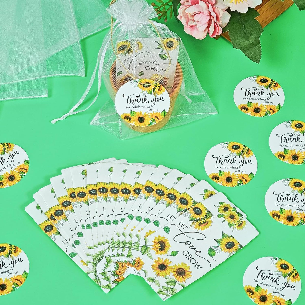 Cinrobiye 50 Sets Let Love Grow Wedding Favors for Guests Seed Packet Bags (Seed Not Include) with