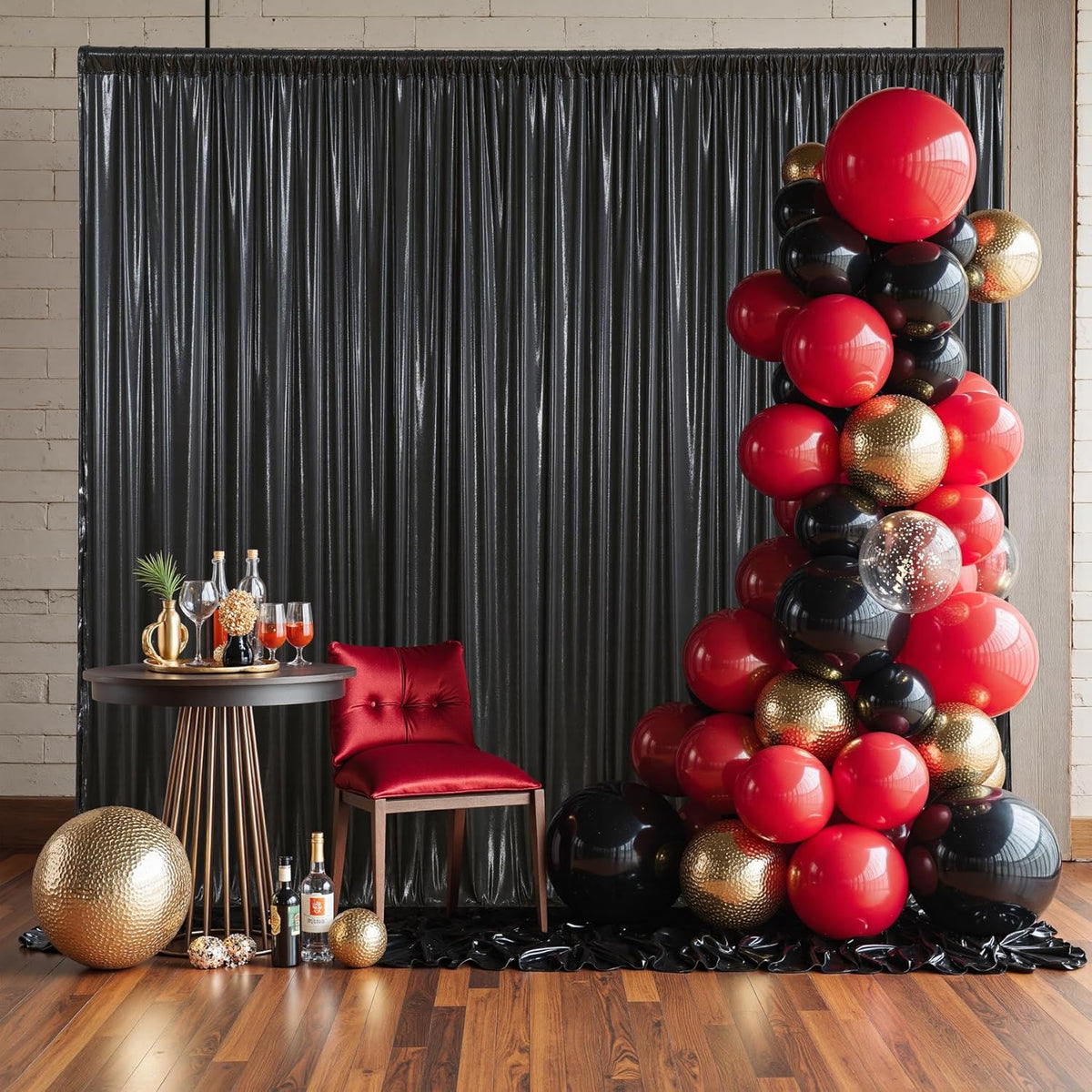 Outpain Thick 10 ft x 10 ft Black Sequin Backdrop Curtain for Parties, Wrinkle Free Glitter Photo