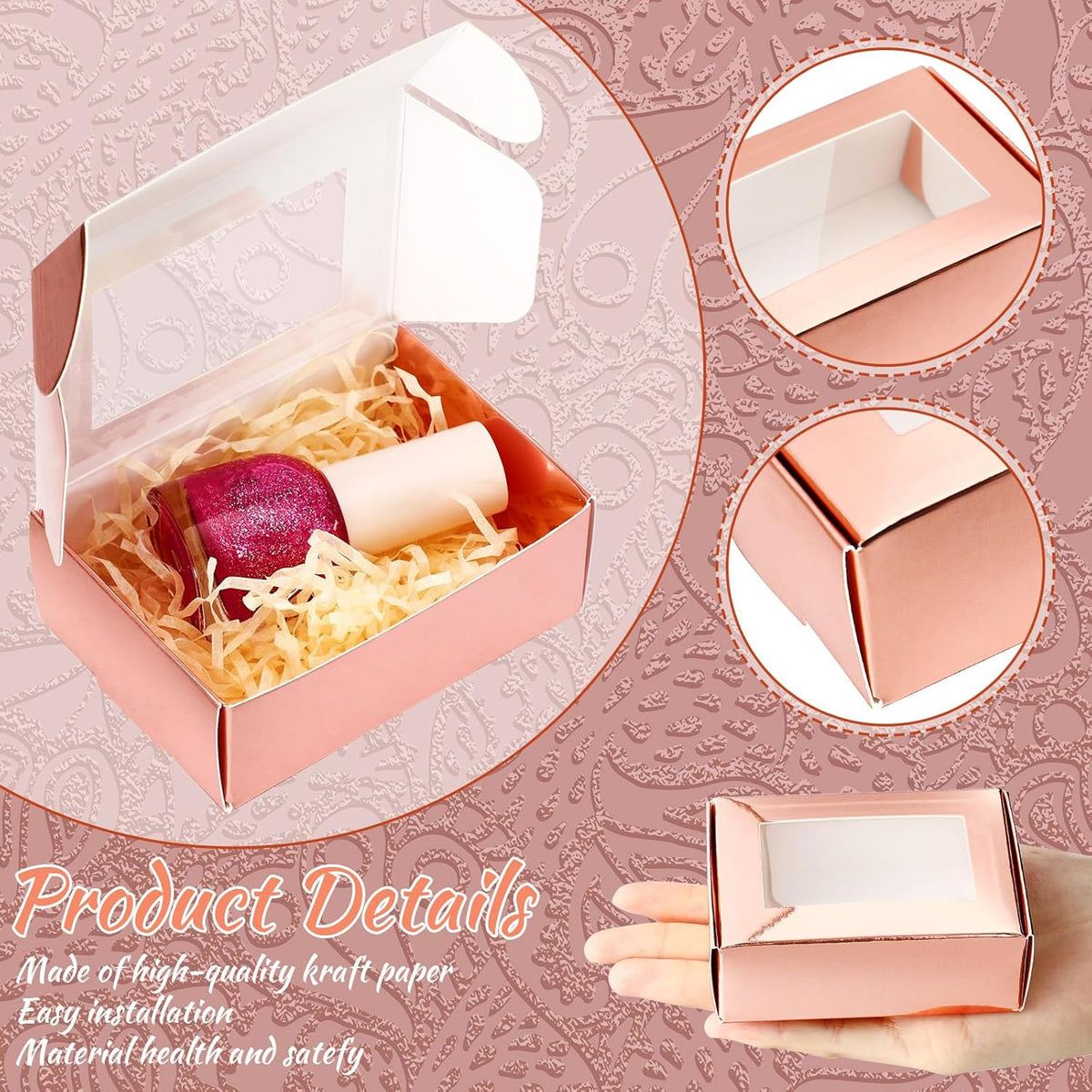 Zonon 30 Pcs Soap Boxes for Homemade Packaging, Mini Kraft Treat Boxes with Window for Bakery Candy