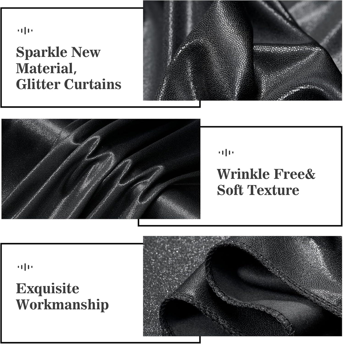 Outpain Thick 10 ft x 10 ft Black Sequin Backdrop Curtain for Parties, Wrinkle Free Glitter Photo
