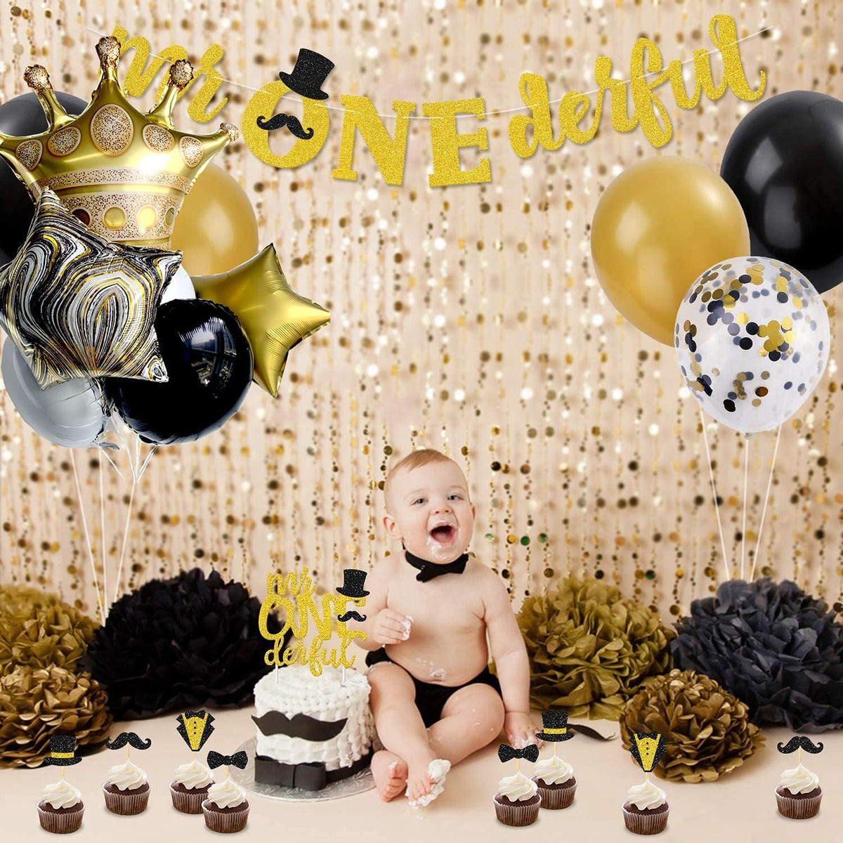 Black And Gold Large Crown Balloons Foil Helium Mylar Balloons Set For Baby Shower Birthday