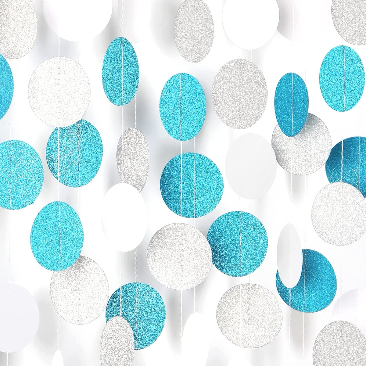 Teal-Turquoise White-Silver Party-Decorations Garland Streamers - 52Ft Woman Girl Frozen Birthday