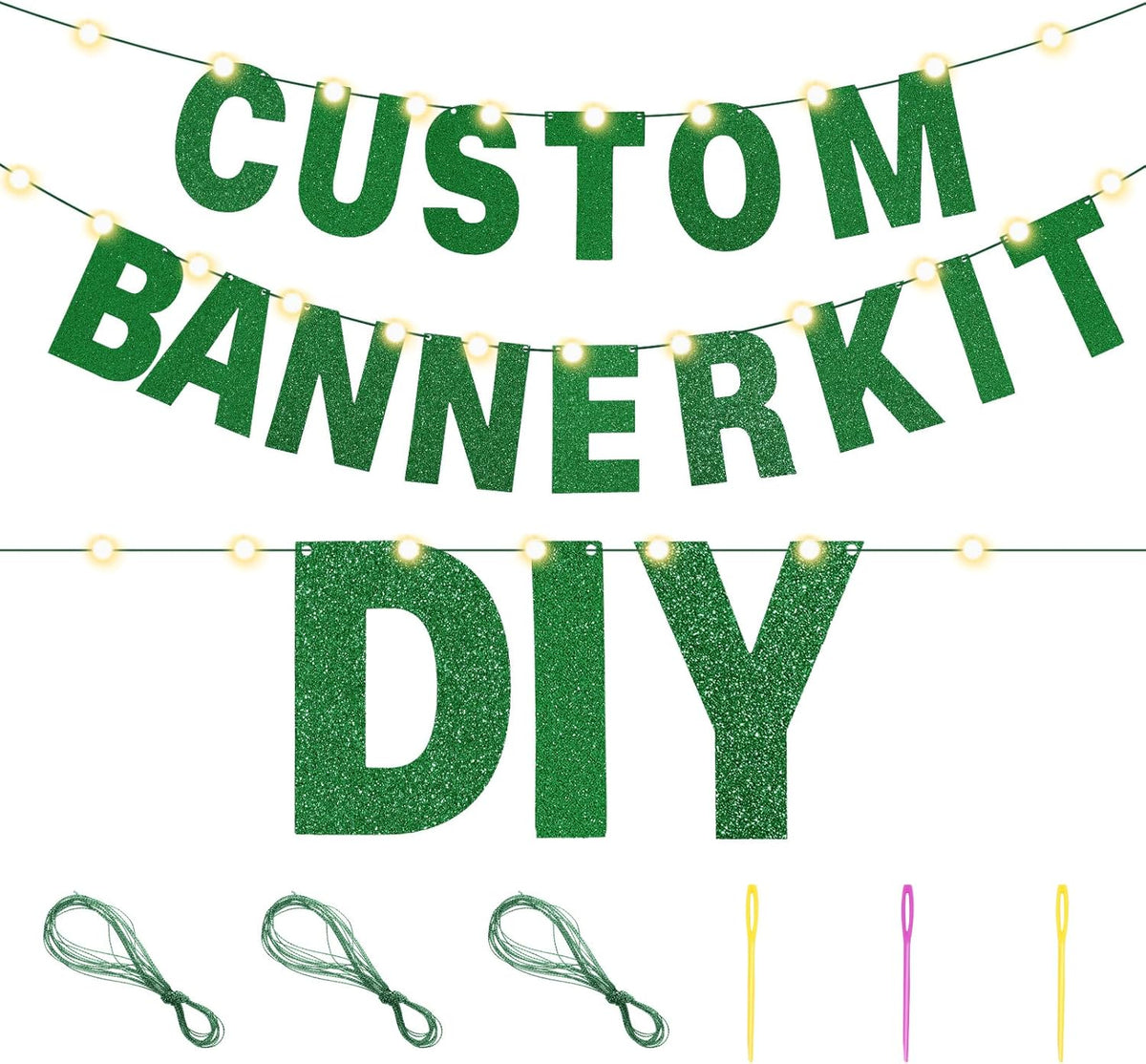 TaoBary 112 Pcs DIY Letter Custom Banner Glitter Customizable Banner Kit Including 107 Letters and