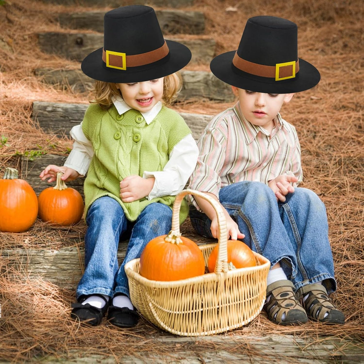 Thanksgiving Hats Black Pilgrim Felt Hat Thanksgiving Novelty Black Costume Top Hat for Thanksgving