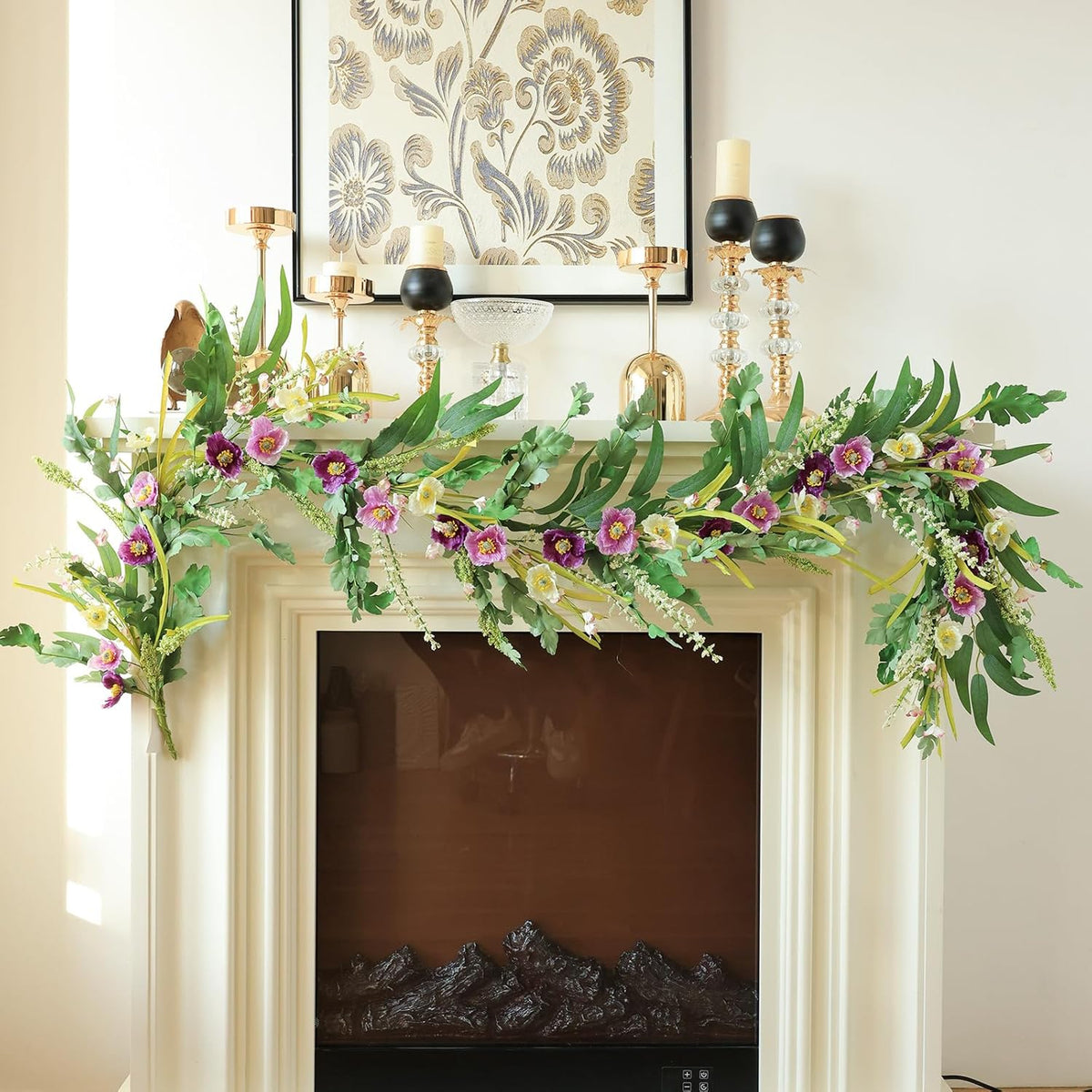 Mizii Purple Artificial Flower Garland 6FT Fake Poppy Floral Garland Hanging Vines Spring Summer