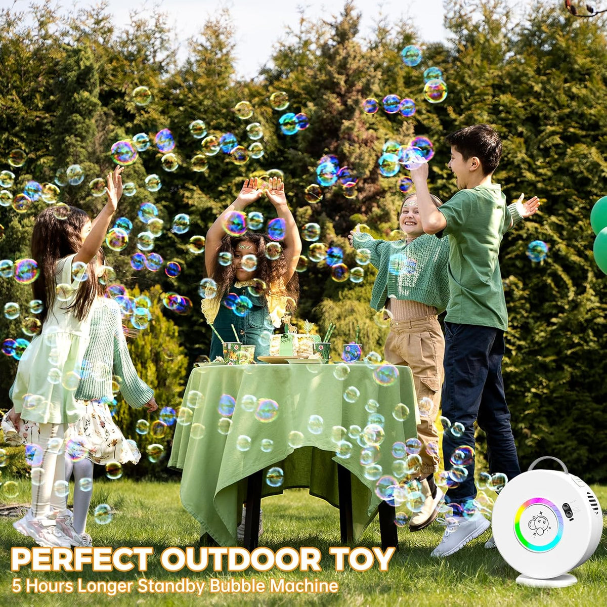 Bubble Machine Automatic LED Lights Bubble Blower for Kids Rechargeable Portable Bubble Maker Auto