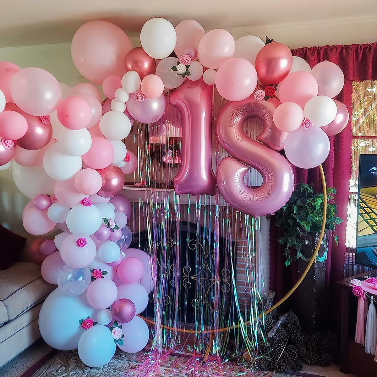 Pink Balloon Set - 12 Inch Metallic, Light Pink and White Latex, Pastel Macaron Pink Party