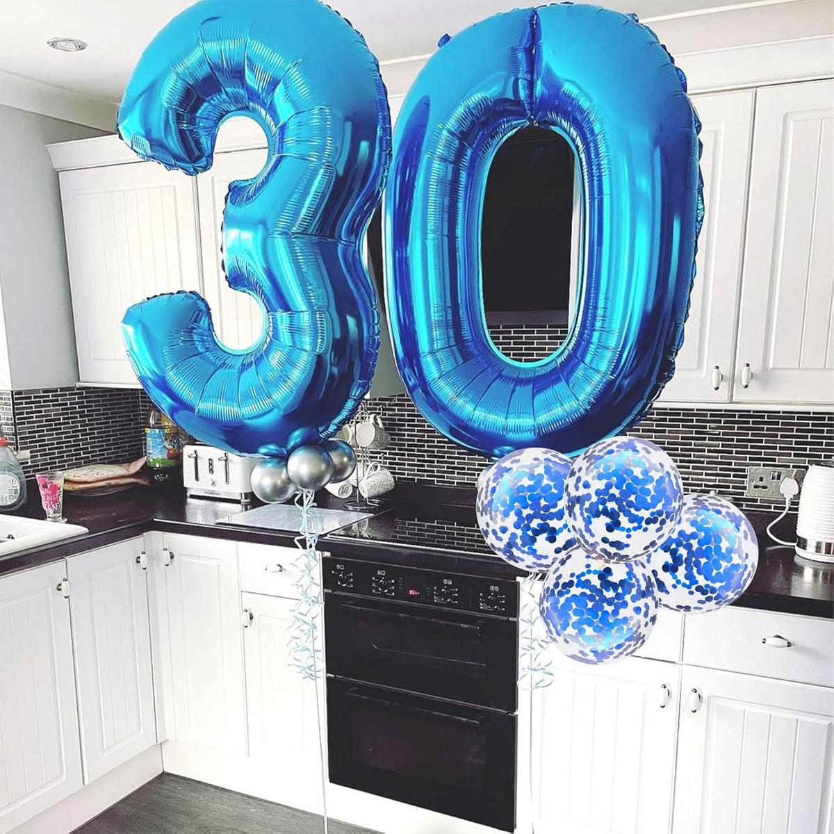 Blue Balloon Number 0, 40 Inch Large Self Inflating Foil Number Balloons 0-9, Giant 0 Digital