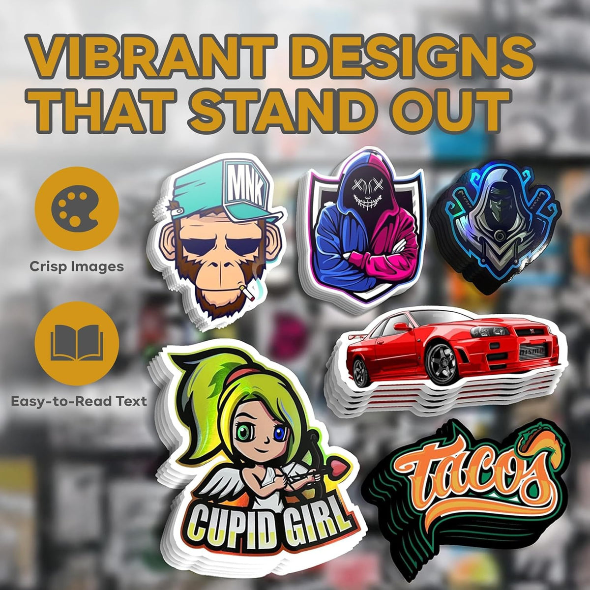 VulgrCo Custom Design Your Own Personalized Labels Stickers Decals Text Name Image Photo 120 Pack