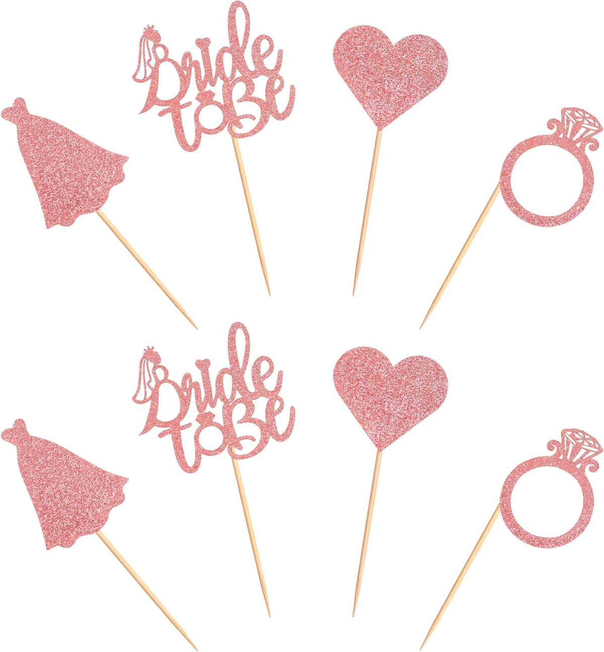 Pack of 24 Bride to Be Cupcake Toppers with Heart Ring Dress Bridal Shower Cupcake Picks Wedding