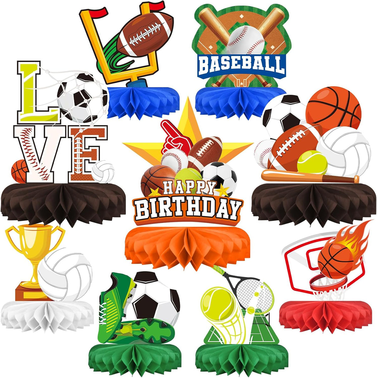 Sports Themed Party Decorations Kit - Honeycomb Centerpiece for Sports Birthday Party Decorations&