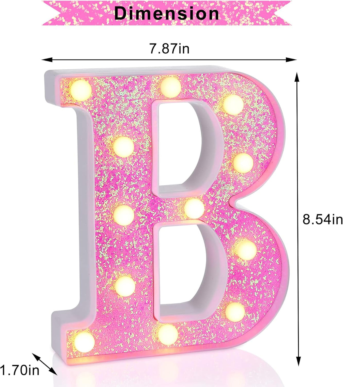 Foaky Pink Light up Letters，Pink Party Decorations,Girls Room Decor,Glitter Light Up