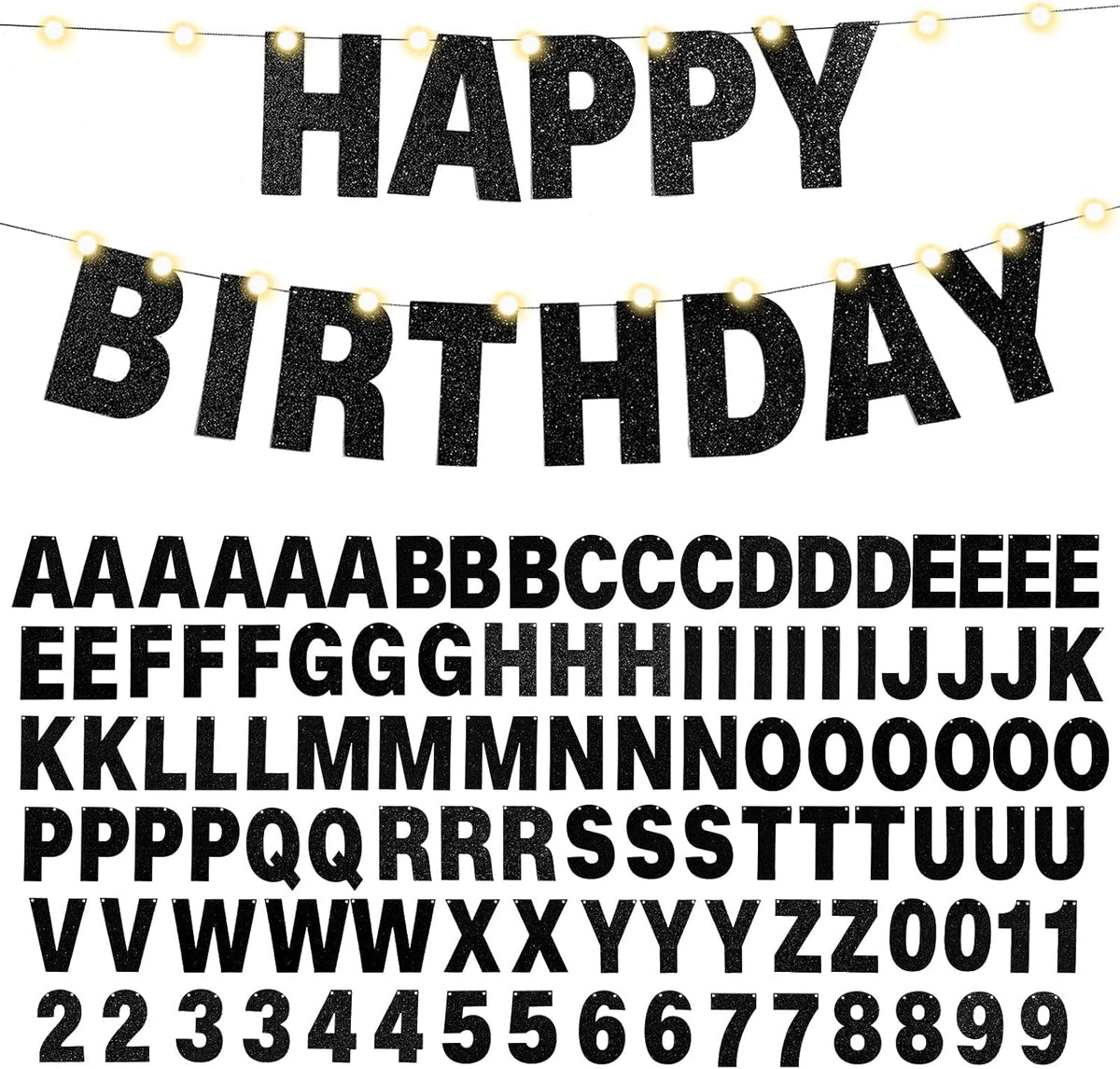 TaoBary 112 Pcs DIY Letter Custom Banner Glitter Customizable Banner Kit Including 107 Letters and