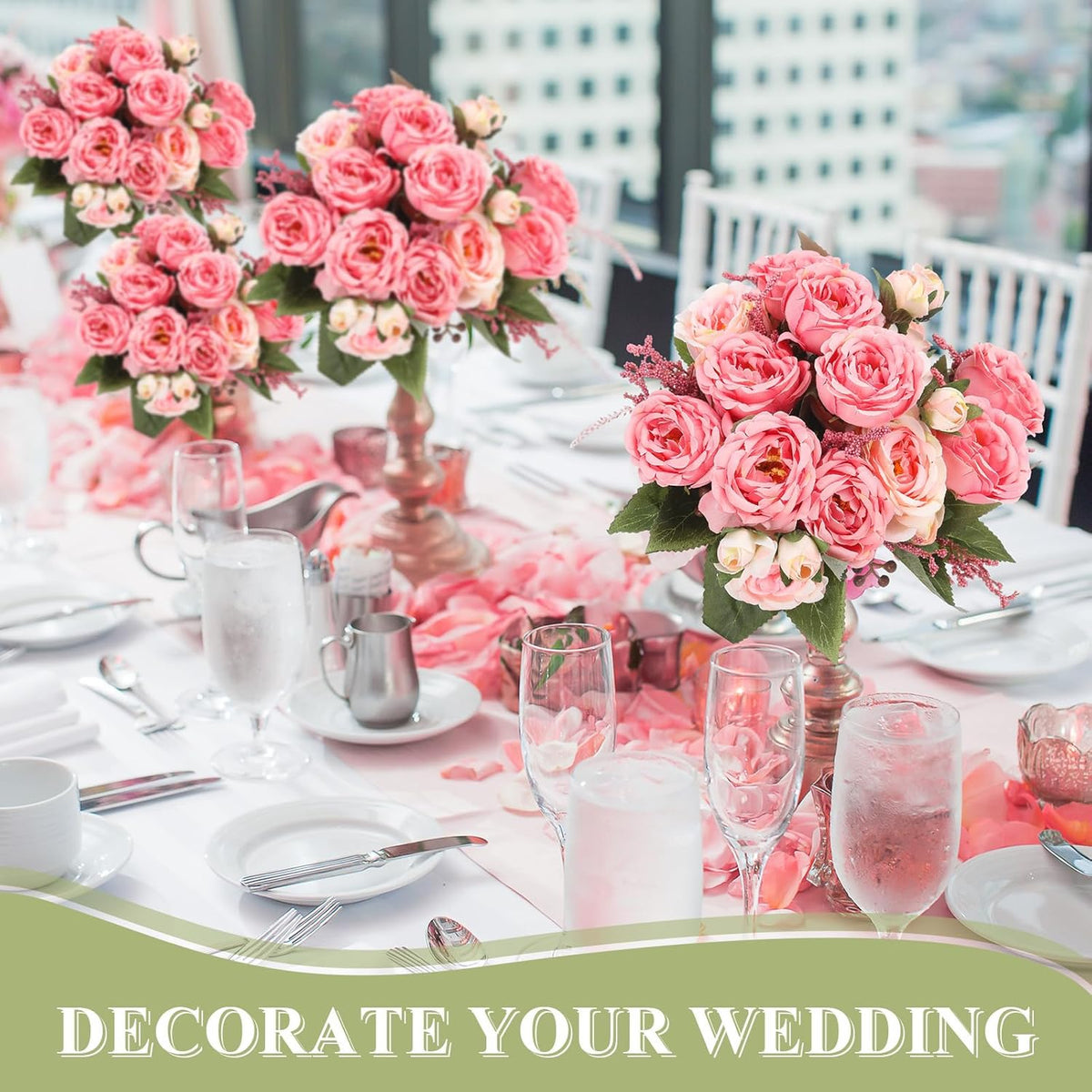 8 Bundles Artificial Peonies Flowers Boho Faux Flowers Arrangements Artificial Centerpiece Spring