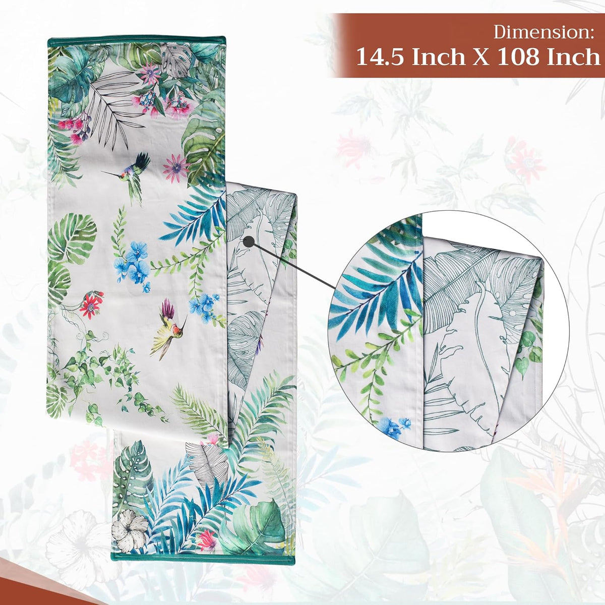 Maison d' Hermine Table Runner 100% Cotton Double Layer Table Runners 108 inches Long Decorative
