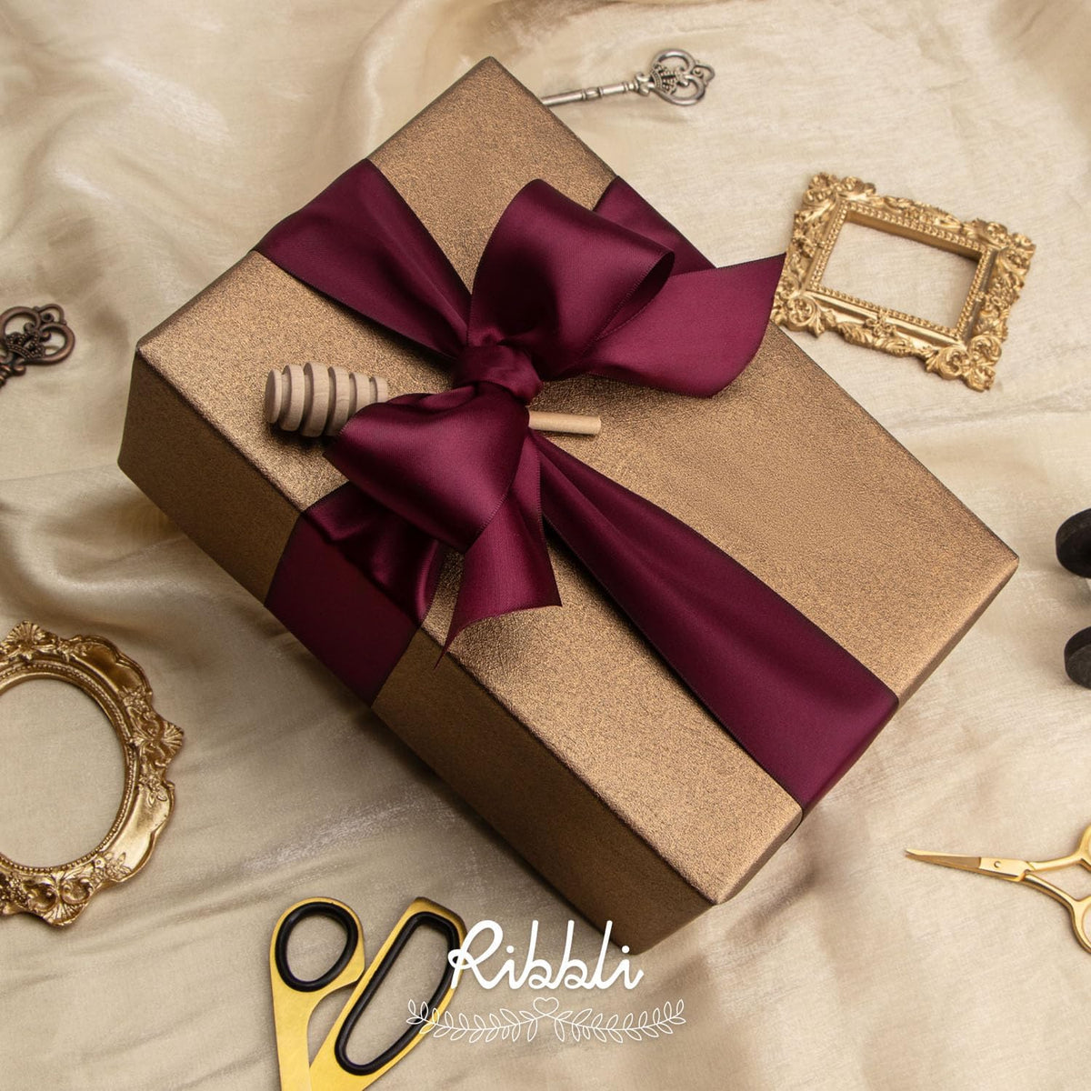 Ribbli Burgundy Double Faced Satin Ribbon, 2” x Continuous 10 Yards,Use for Bows Bouquet,Gift
