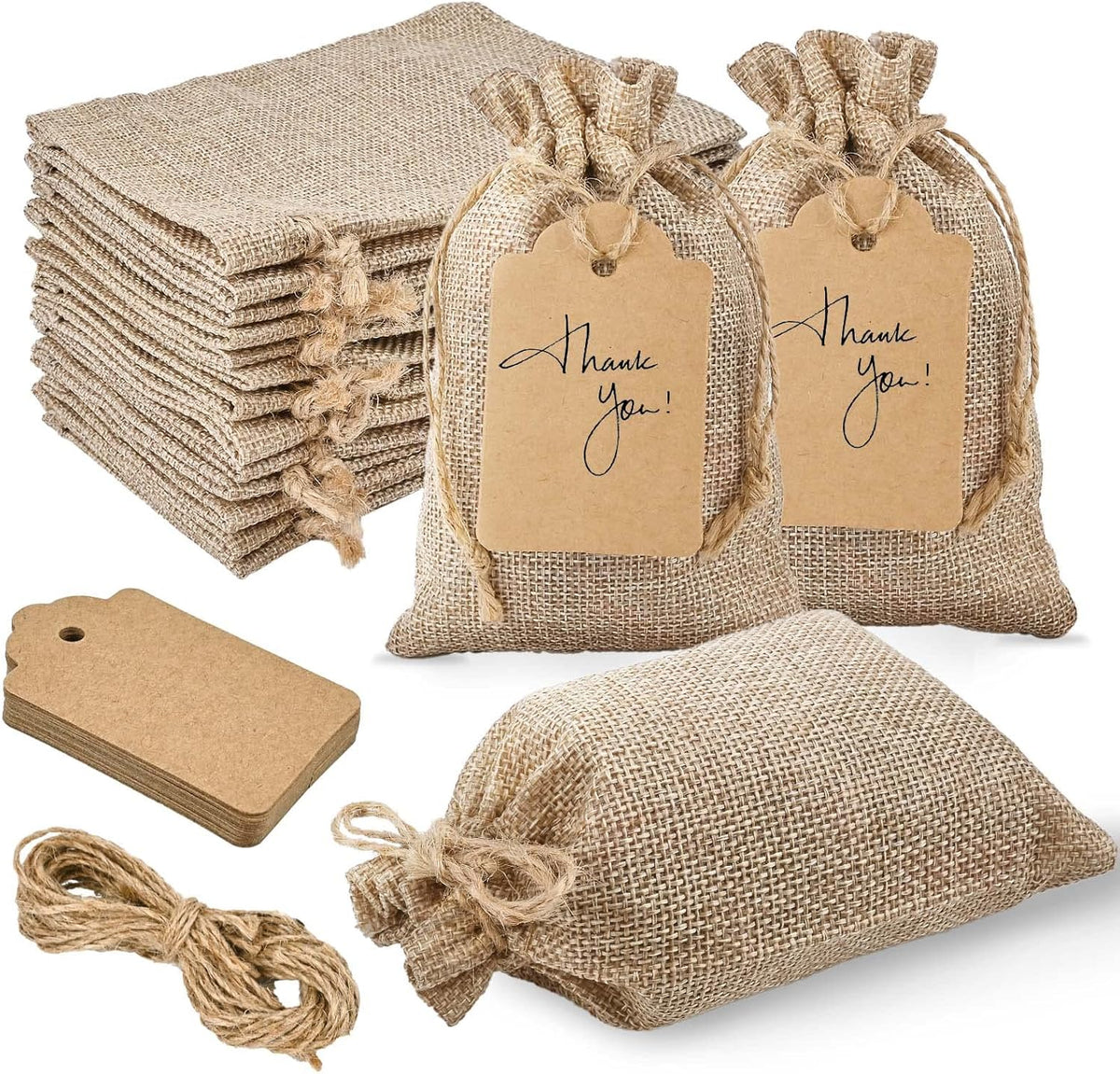 Jutieuo 25pcs Small Burlap Bags with Drawstring - 4x6 Inch Reusable Premium Linen Sacks Bags with
