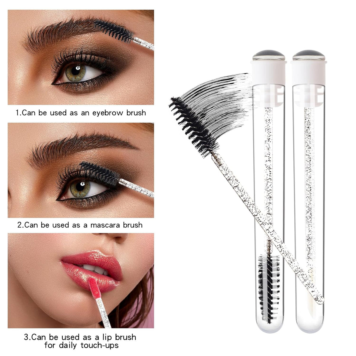 48 Pieces Disposable Mascara Wands Set,Include 24 pcs Disposable Crystal Lash Spoolies Brush and 24