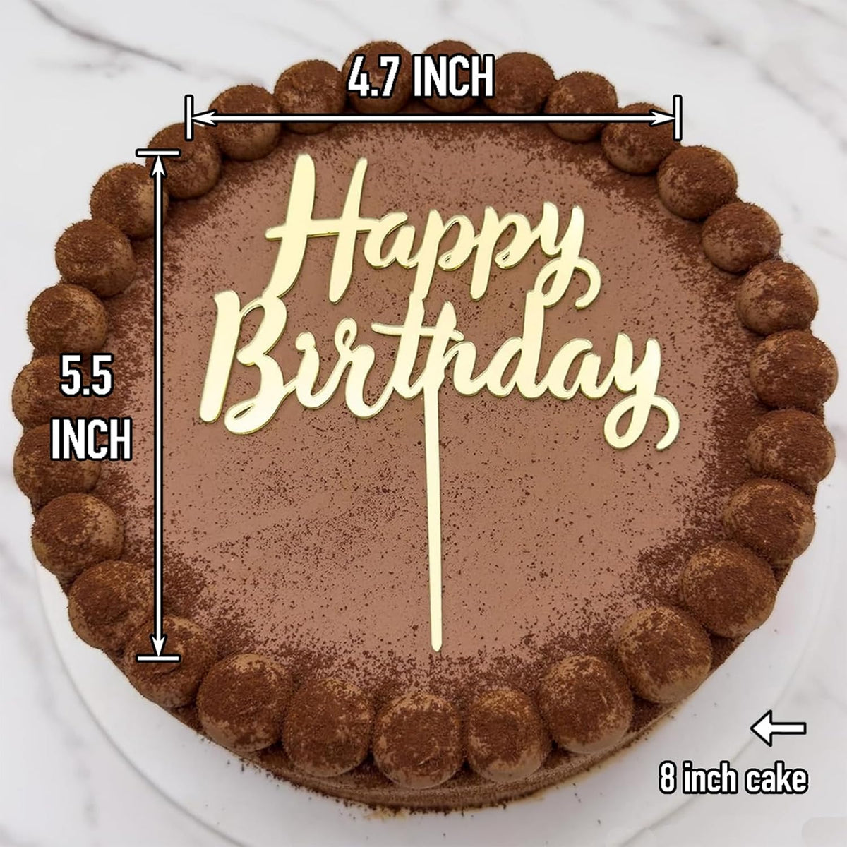6-Pack Acrylic Birthday Cake Toppers, Minimalist Gold Happy Birthday Sign for Cake Decorations