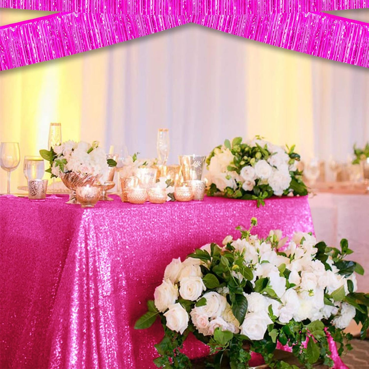 10 Pack 10 Feet Foil Fringe Garland Metallic Tinsel Streamers Banner Wall Hanging Curtain Backdrop