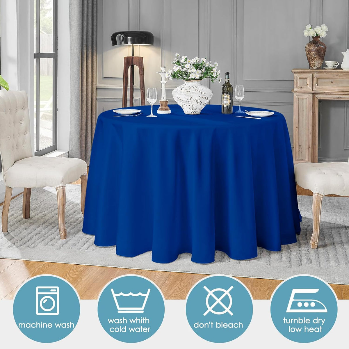VidaFete Tablecloth 10 Pack 120inch Round Table Cloth Polyester, Stain Wrinkle Resistant Polyester