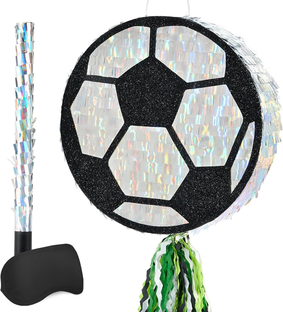 WERNNSAI Soccer Ball Piñata-Soccer Party decoration Piñata with Blindfold Bat for Kids Sports