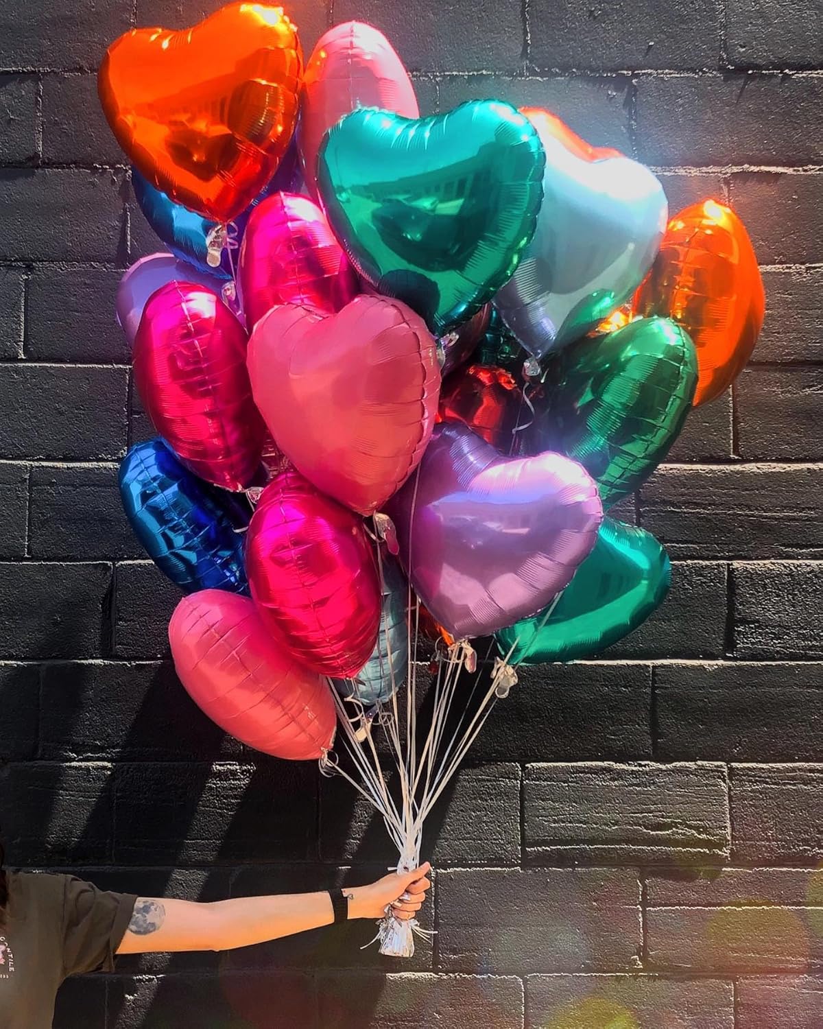 10Pcs Orange Foil Heart Shaped Balloons 18 Inch for Baby Shower, Wedding, Valentine Decorations