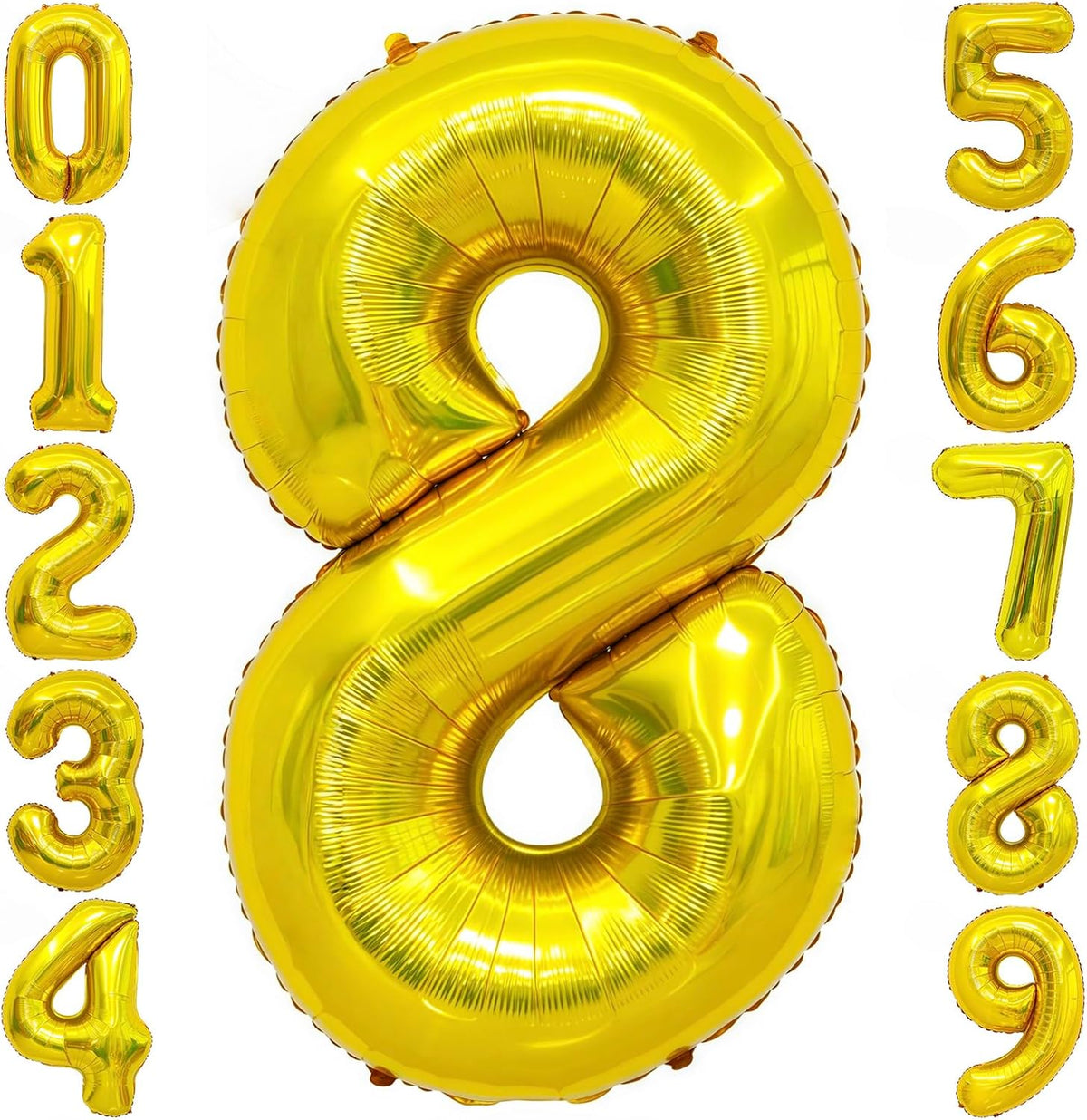 Gold 8 Balloon Number,40 Inch Number 8 Balloon Large Gold 8 Foil Mylar Helium Balloon for Birthday