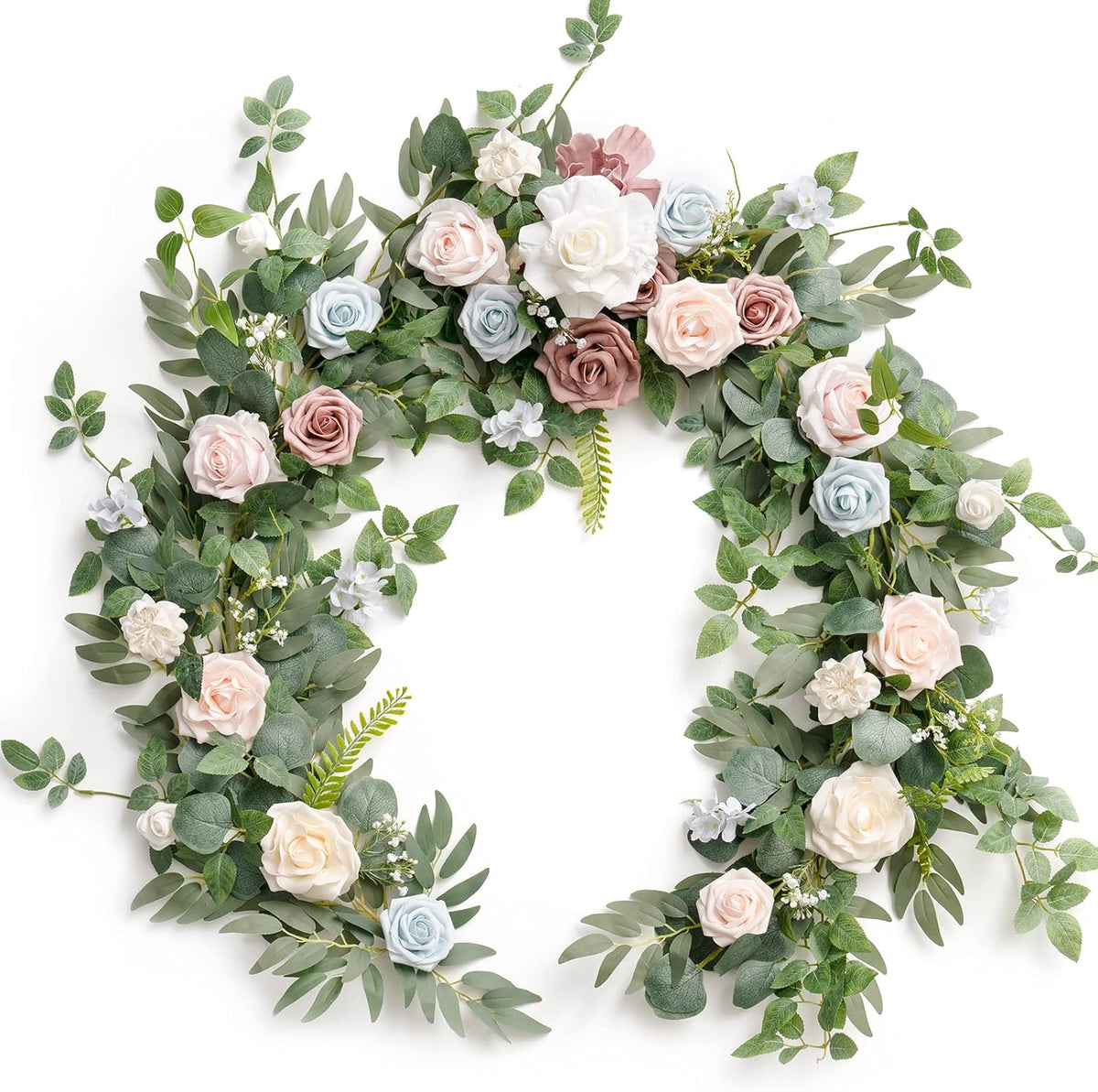 Ling's Moment Flower Garland - 6FT Eucalyptus & Rose - Sweetheart Table Decor for Wedding