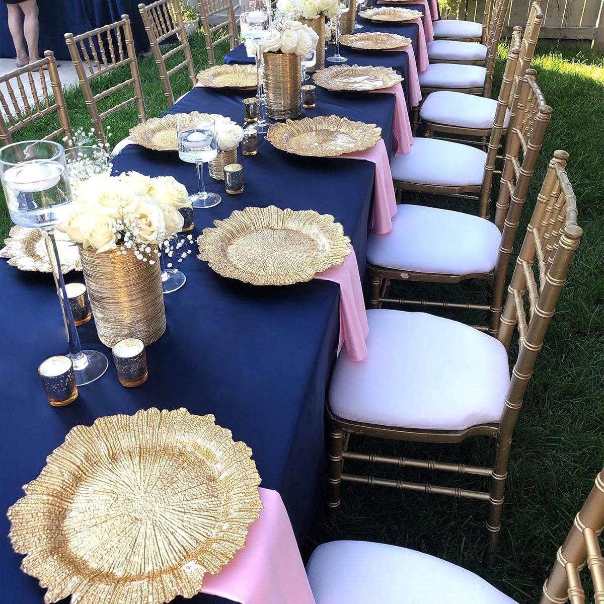 8 Pack Navy Blue Tablecloth 60 x 102 Inch Rectangular Tablecloths for 6 Foot Rectangle Tables