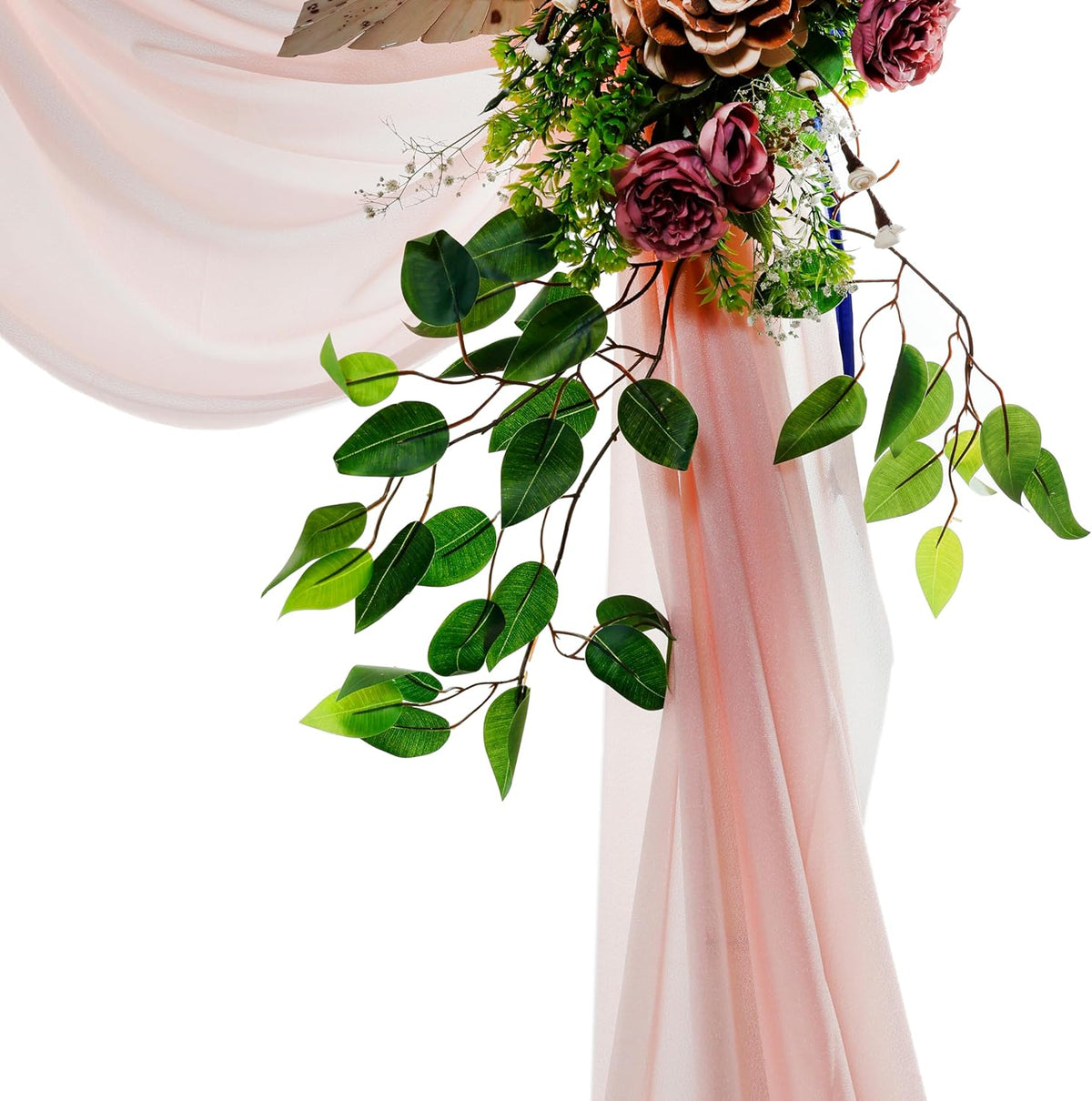 VDS Pack of 2 Panel (30 Inch X 40 Feet) Wedding Arch Draping Fabric Sheer Chiffon Fabric Drapery